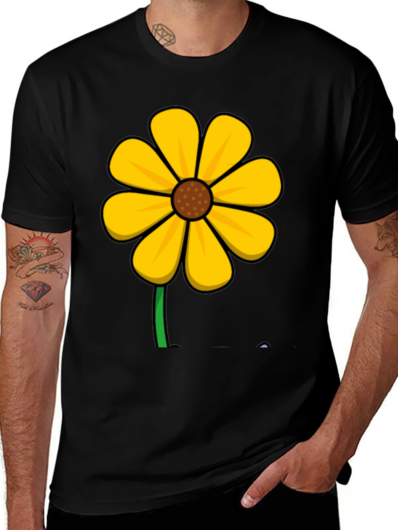 Variant 19 of Black T-Shirt with Sunflower Graphic