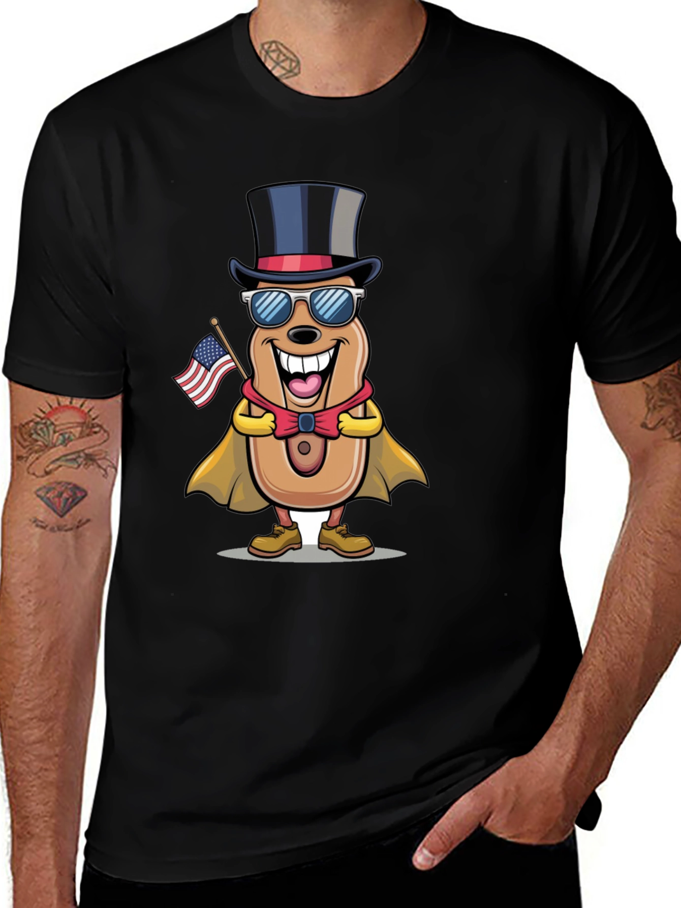 Variant 3 of Patriotic Hot Dog Cartoon T-Shirt