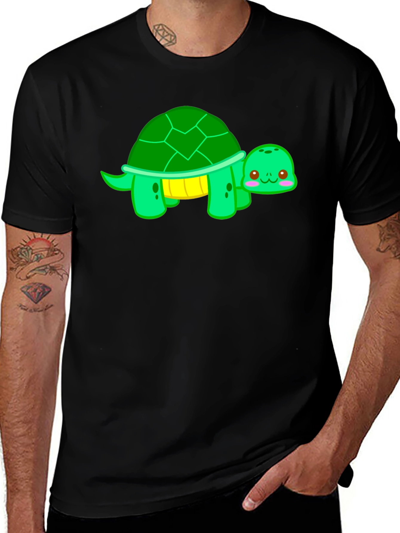 Variant 17 of Cute Turtle Graphic T-Shirt - Black