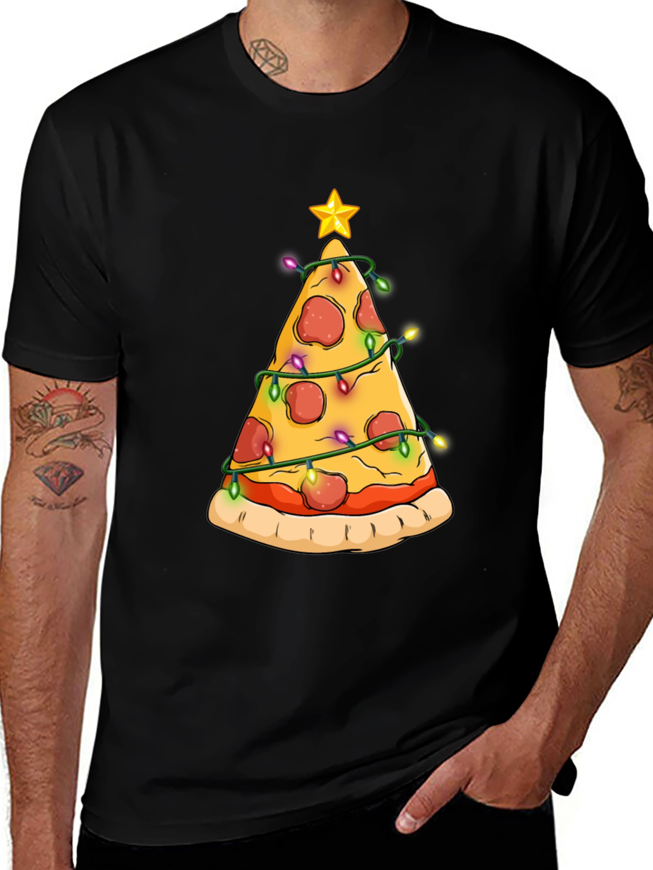 Variant 23 of Pizza Christmas Tree T-Shirt