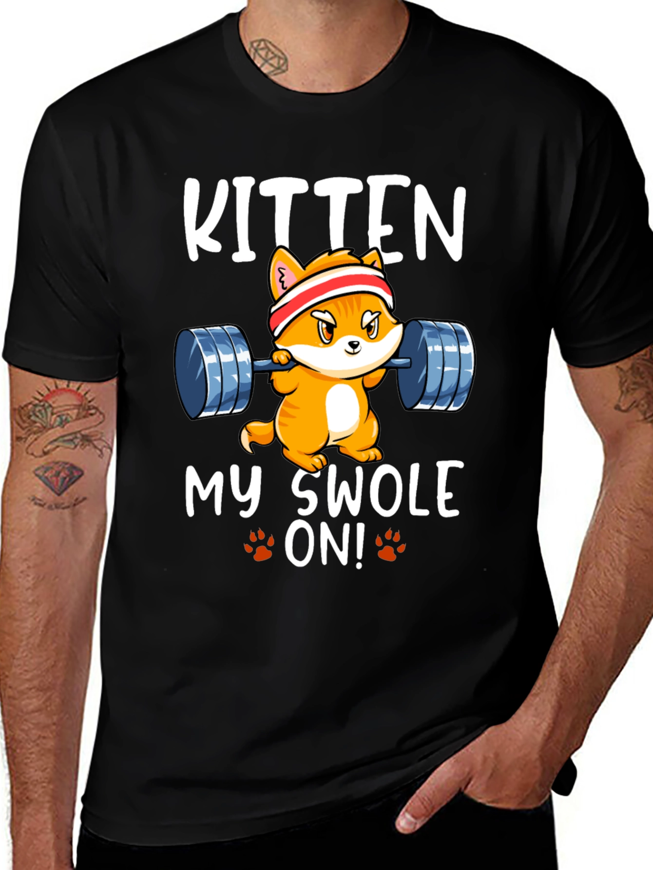 Black Kitten My Swole On! T-Shirt Gym Workout Tee main image
