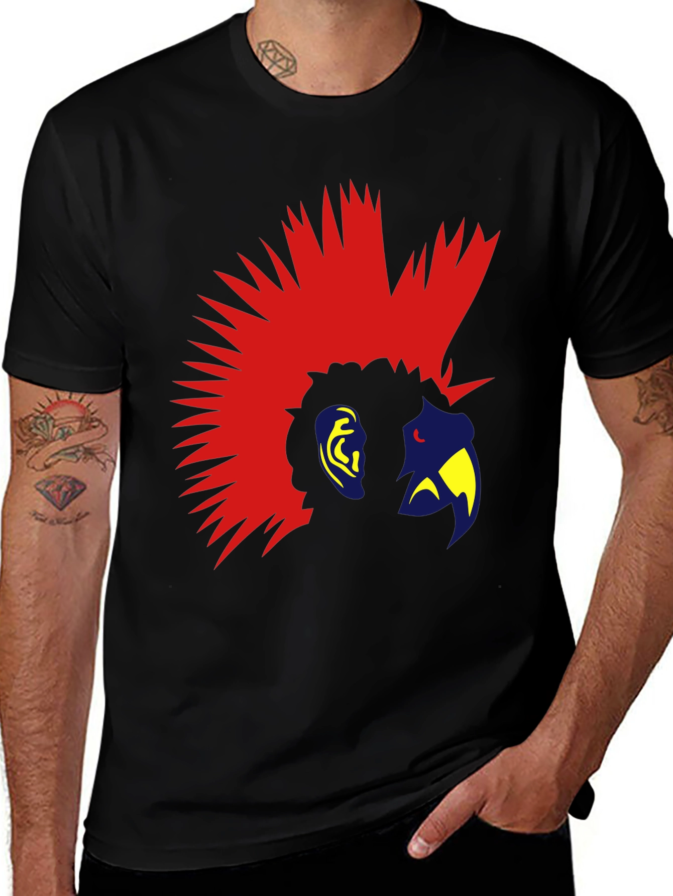 Mohawk Parrot Graphic Tee - Cool Bird T-Shirt