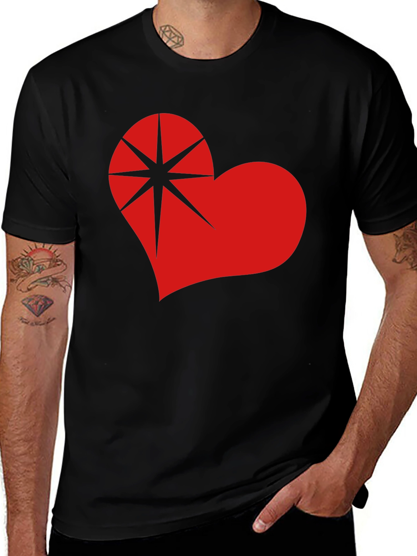 Variant 25 of Heart & Star Graphic T-Shirt - Bold Design, Casual Wear