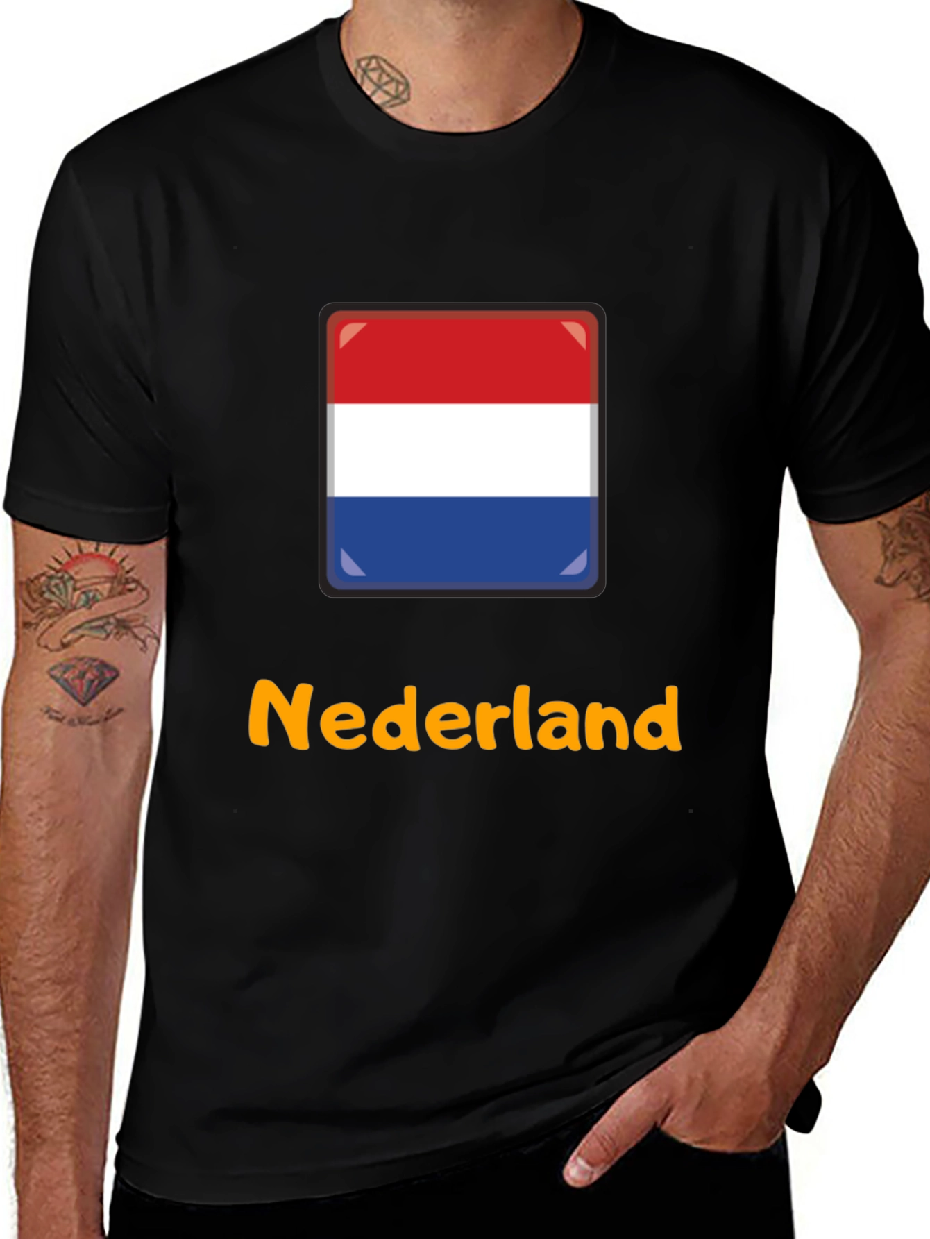 Nederland Flag Graphic T-Shirt - Black Casual Tee