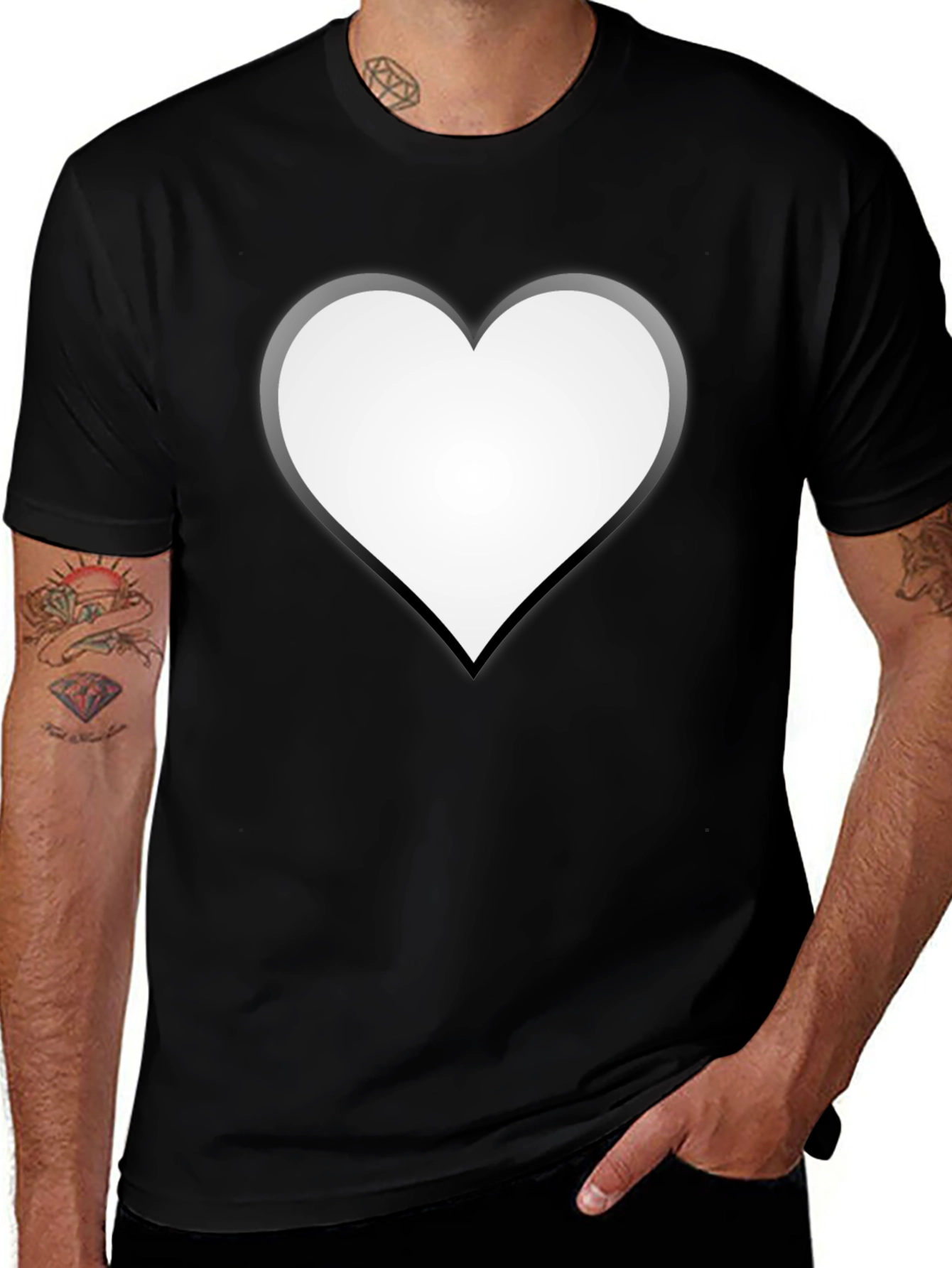 Variant 17 of Heart Graphic Black T-Shirt