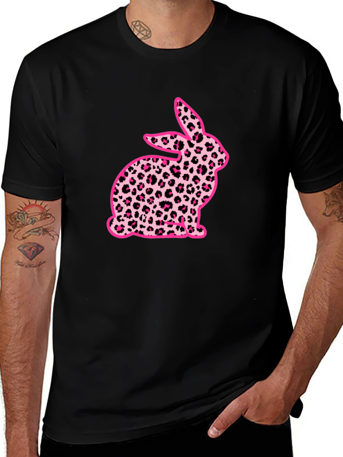 Leopard Print Easter Bunny Graphic Tee