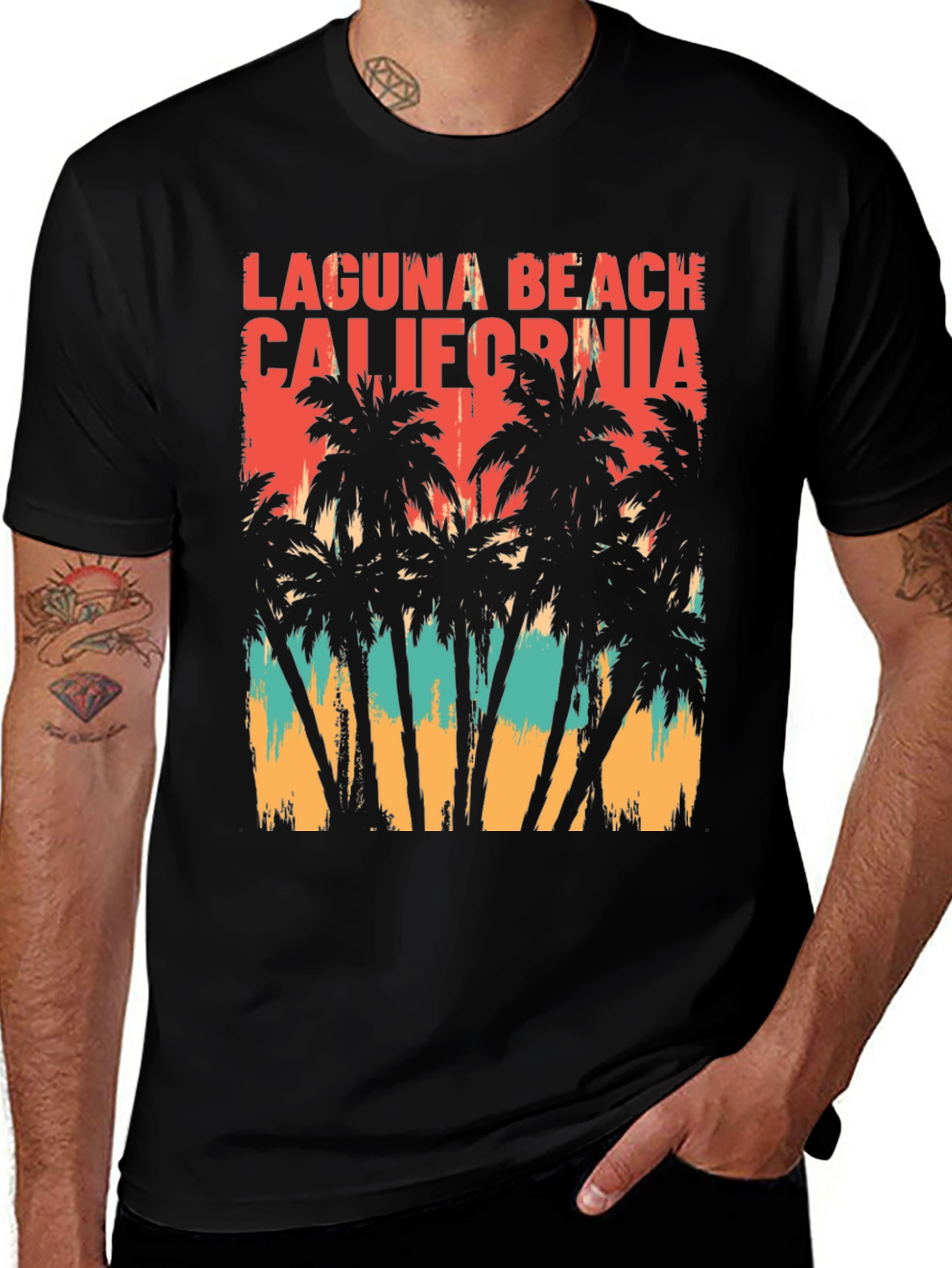 Laguna Beach California Palm Tree Graphic T-Shirt