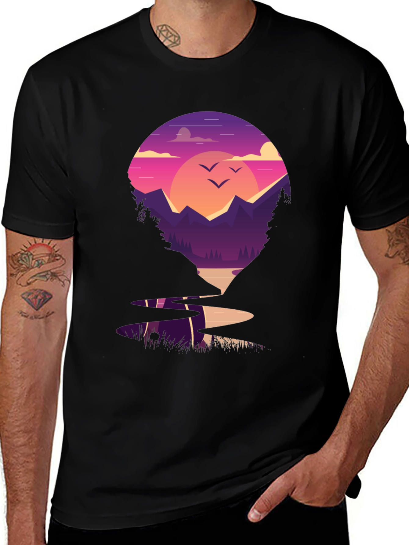 Variant 22 of Sunset Mountain Graphic Tee - Nature Lover's T-Shirt