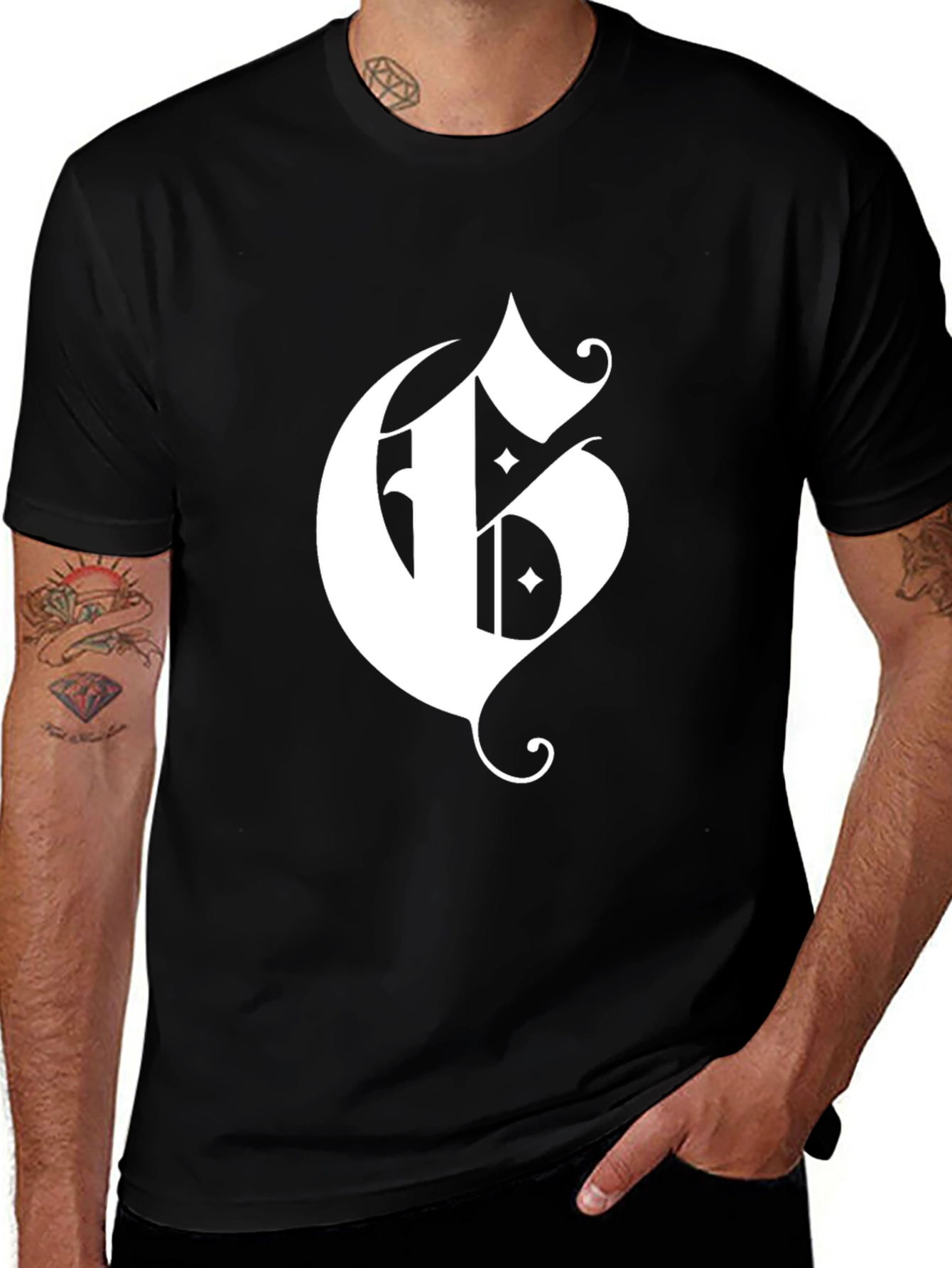 Variant 24 of Elegant Gothic Letter Tee - Stylish Black T-Shirt