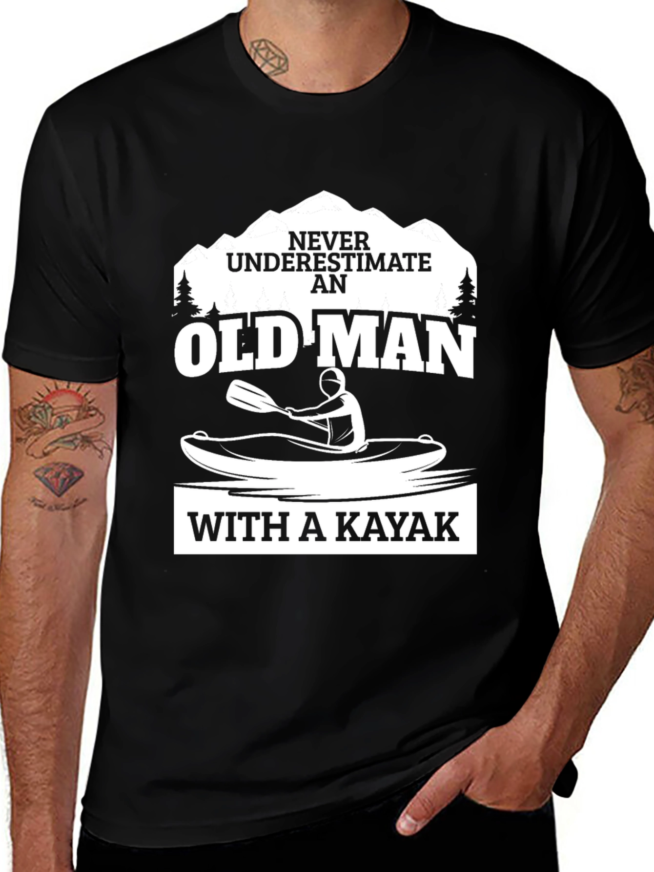 Variant 30 of Never Underestimate Old Man Kayak T-Shirt