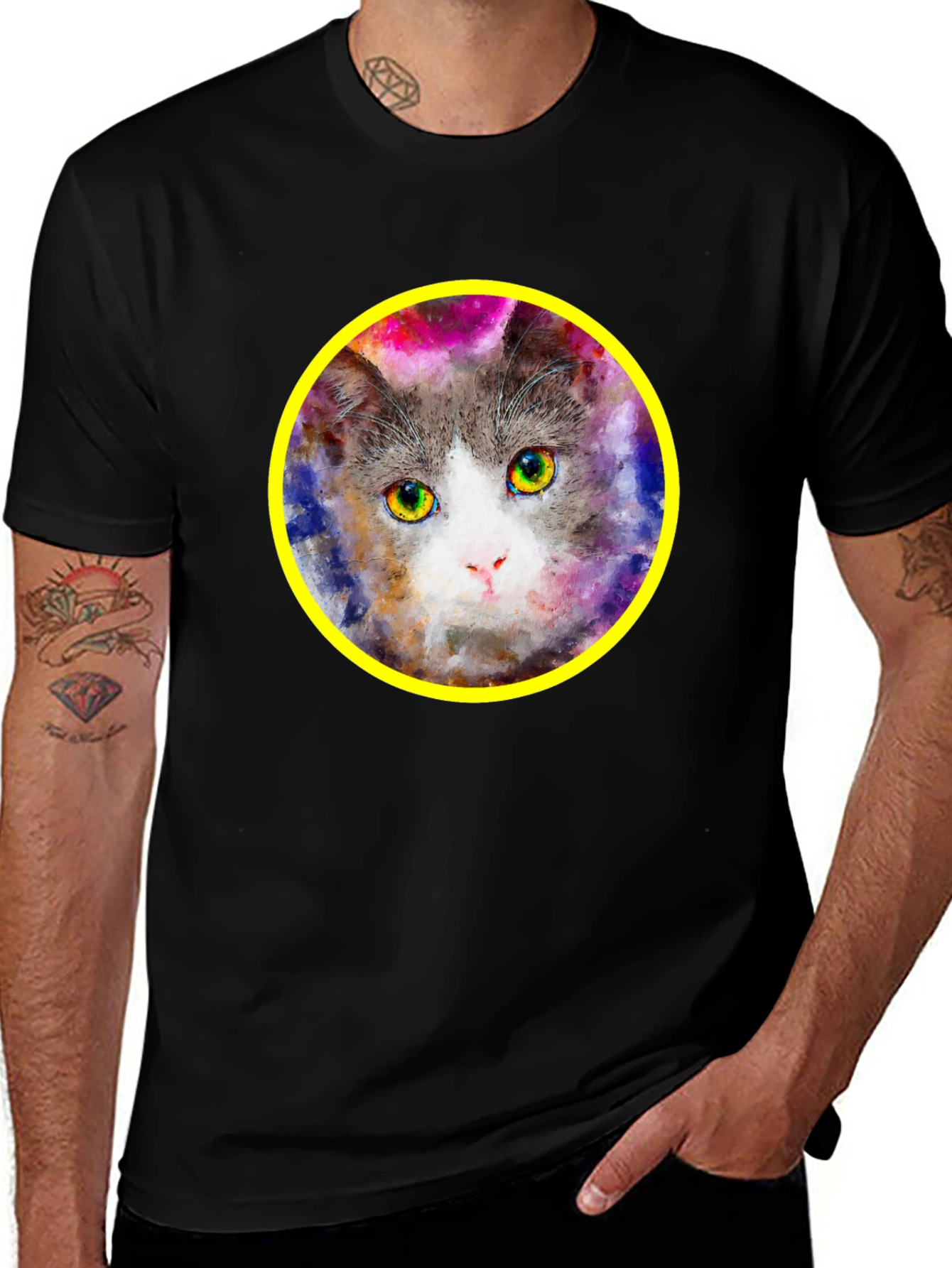 Variant 3 of Watercolor Cat T-Shirt - Unique Graphic Tee