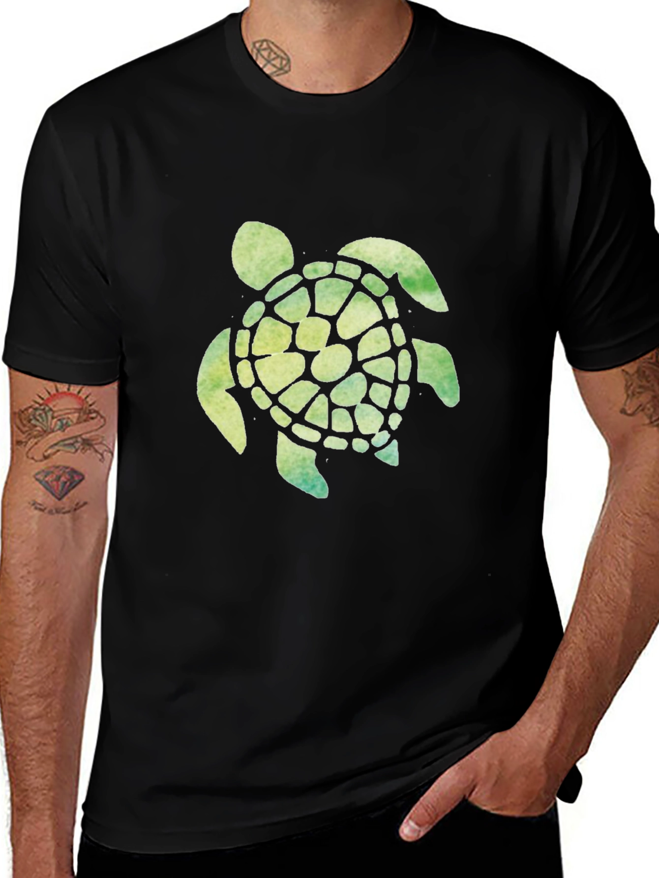 Variant 27 of Sea Turtle Graphic Tee - Black Cotton T-Shirt