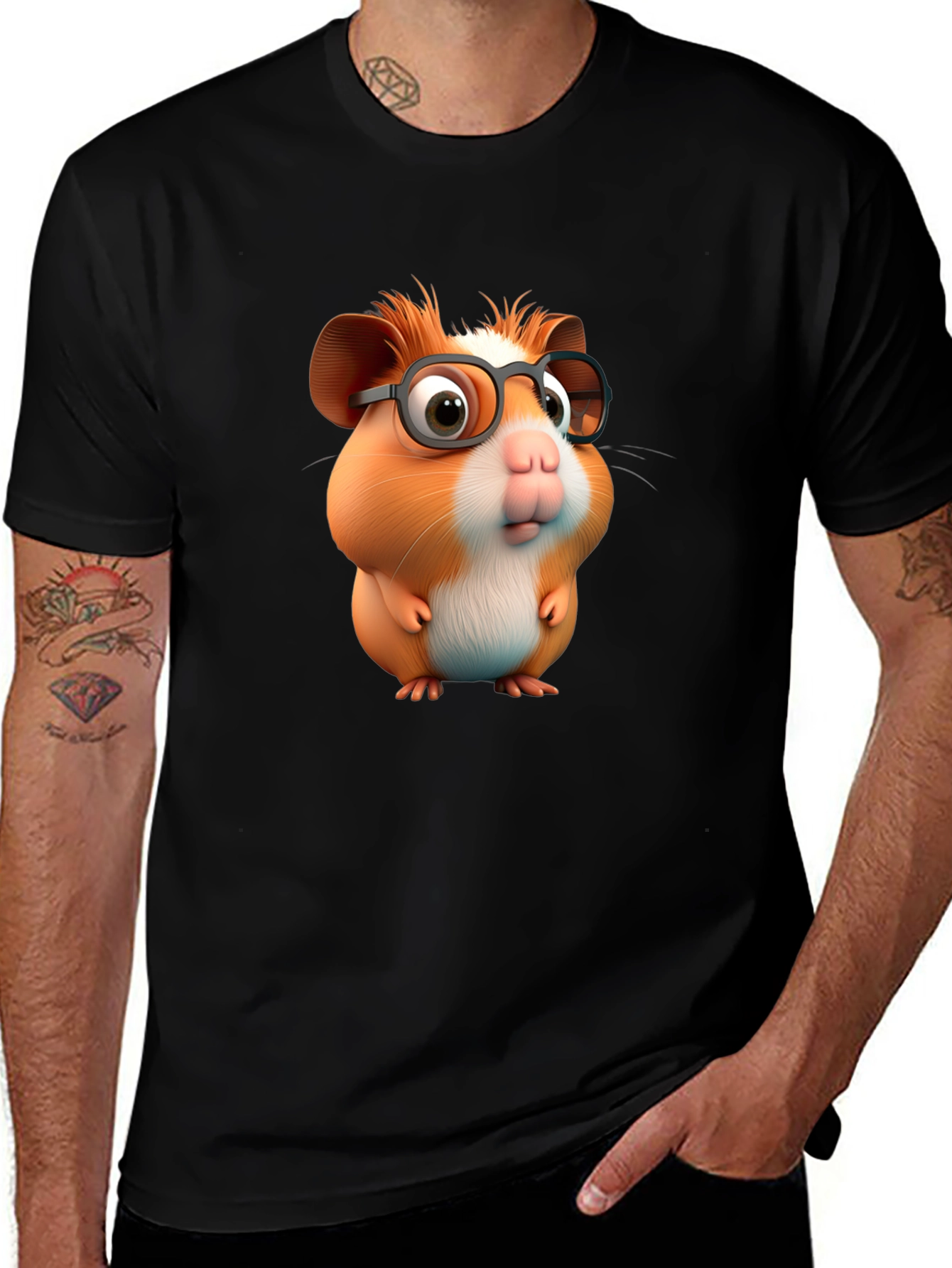 Variant 24 of Cute Hamster with Glasses Graphic Tee