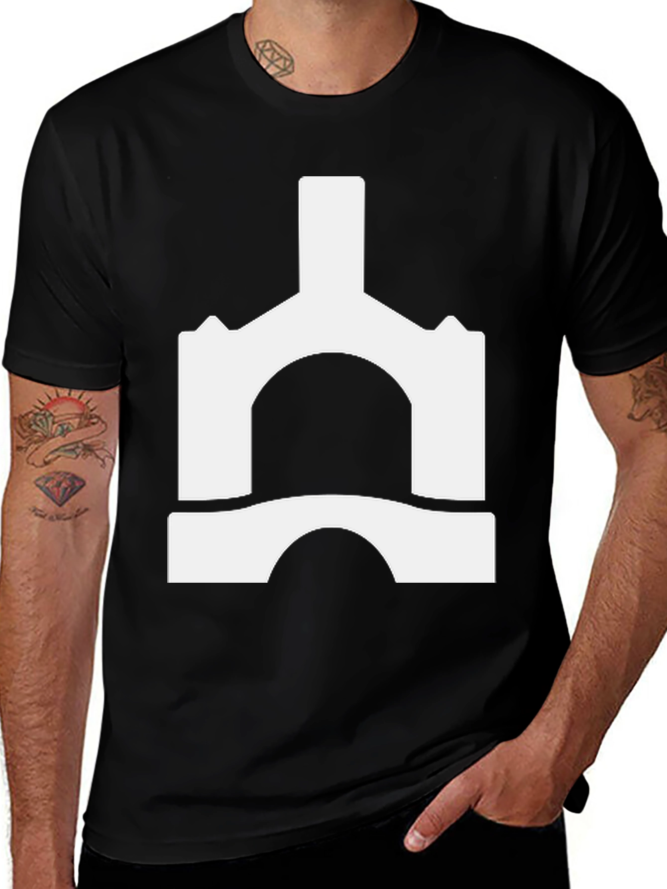 Abstract Castle Graphic Tee - Black Unisex T-Shirt