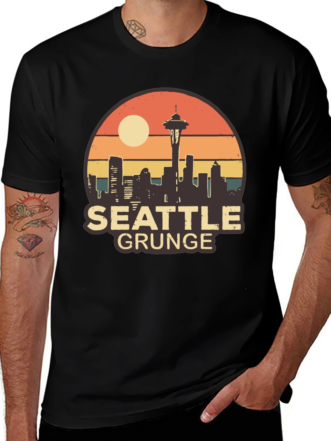 Seattle Grunge Cityscape Graphic T-Shirt