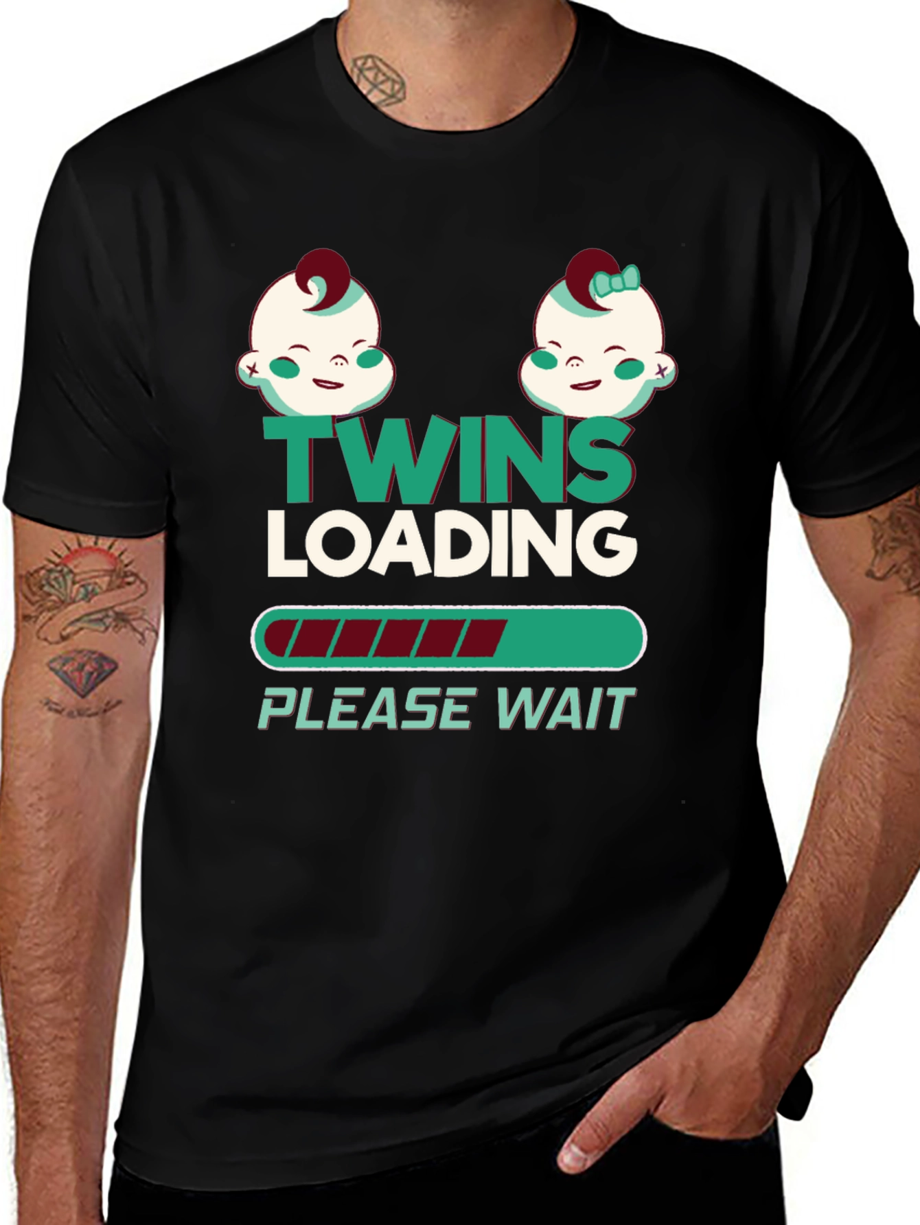 Variant 26 of Twins Loading T-Shirt - Funny Pregnancy Announcement Tee