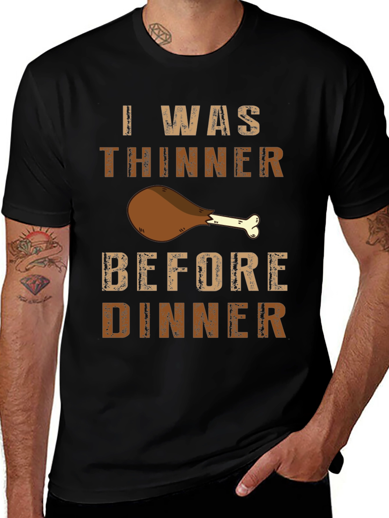 Funny Thanksgiving I Was Thinner Before Dinner T-Shirt