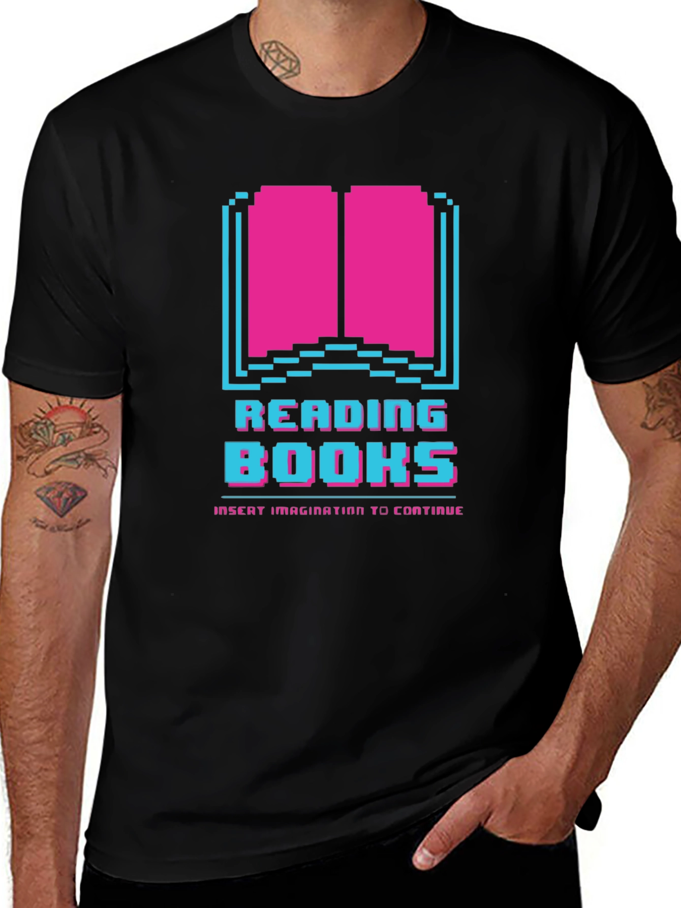 Variant 19 of Pixel Art Reading Books Graphic Tee
