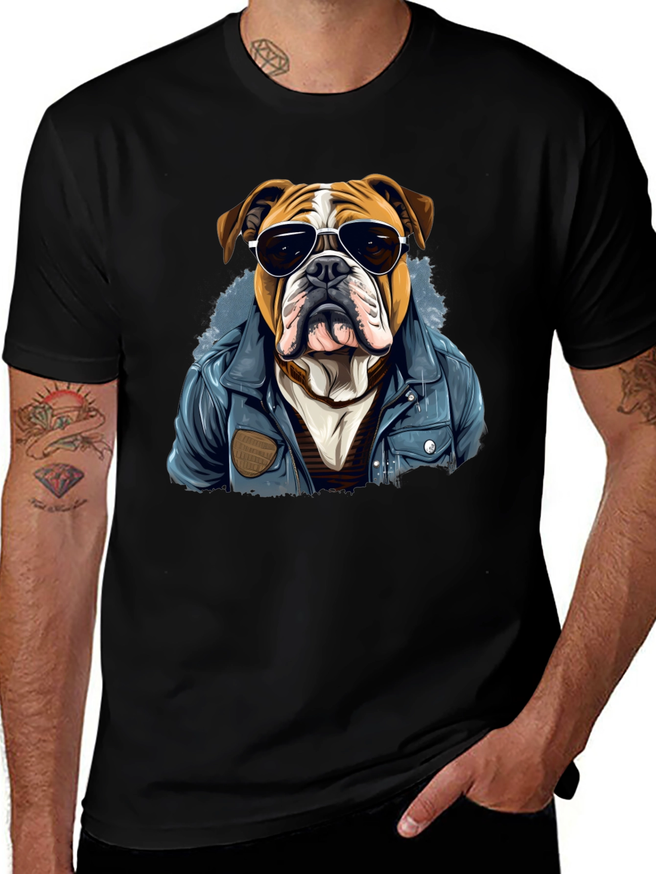 Bulldog with Shades Men's Graphic Tee