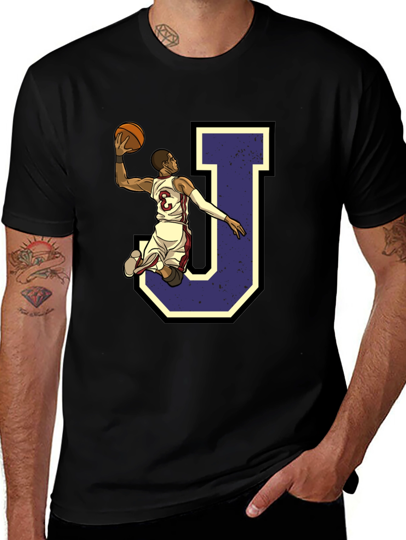 Variant 11 of Basketball Player 'J' Graphic Tee