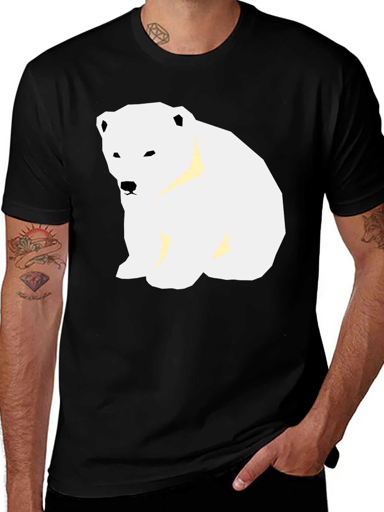 Variant 26 of Polar Bear Graphic Tee - Black Casual T-Shirt