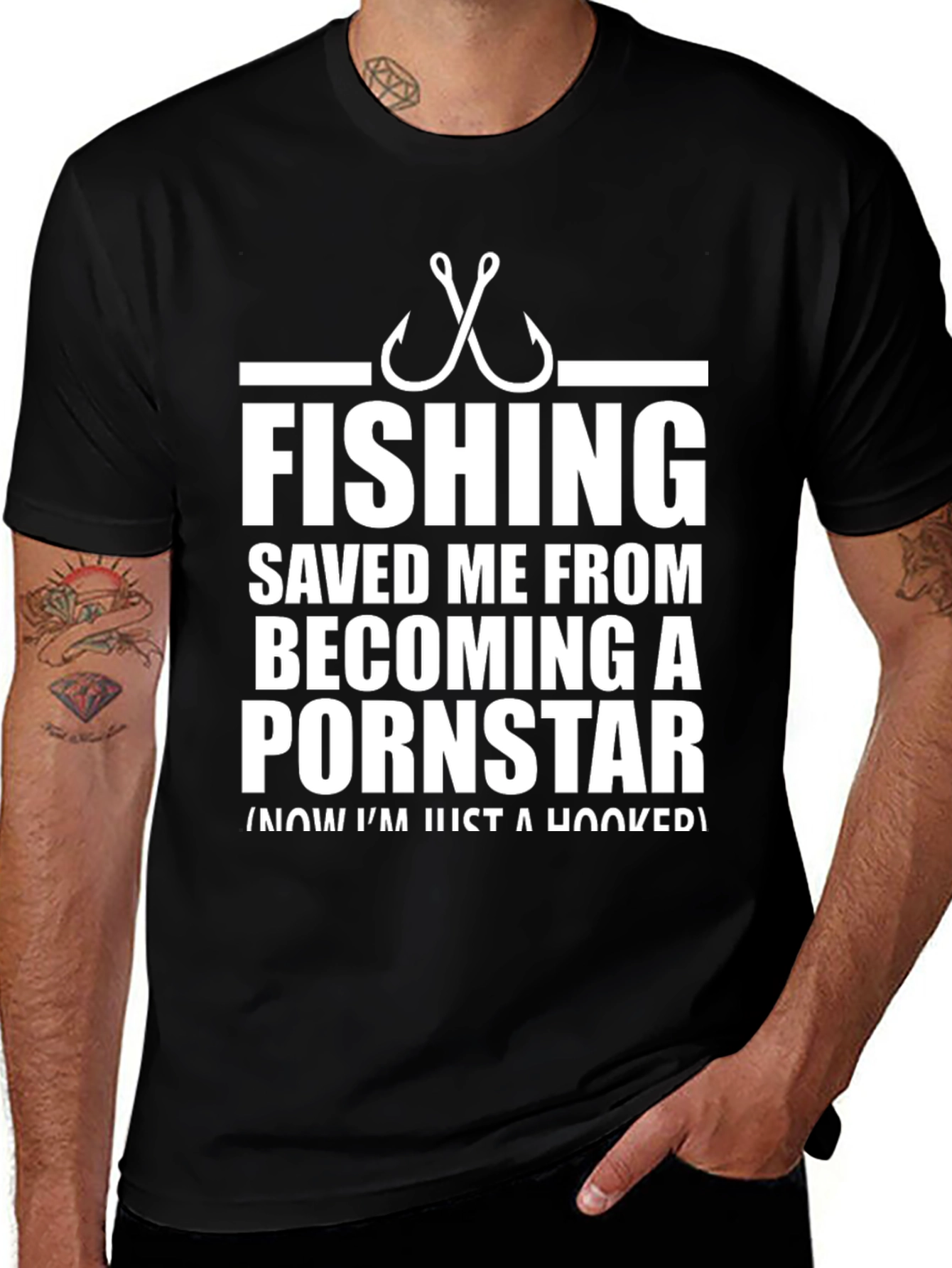 Funny Fishing Hook T-Shirt - "Hooked" Humor Tee