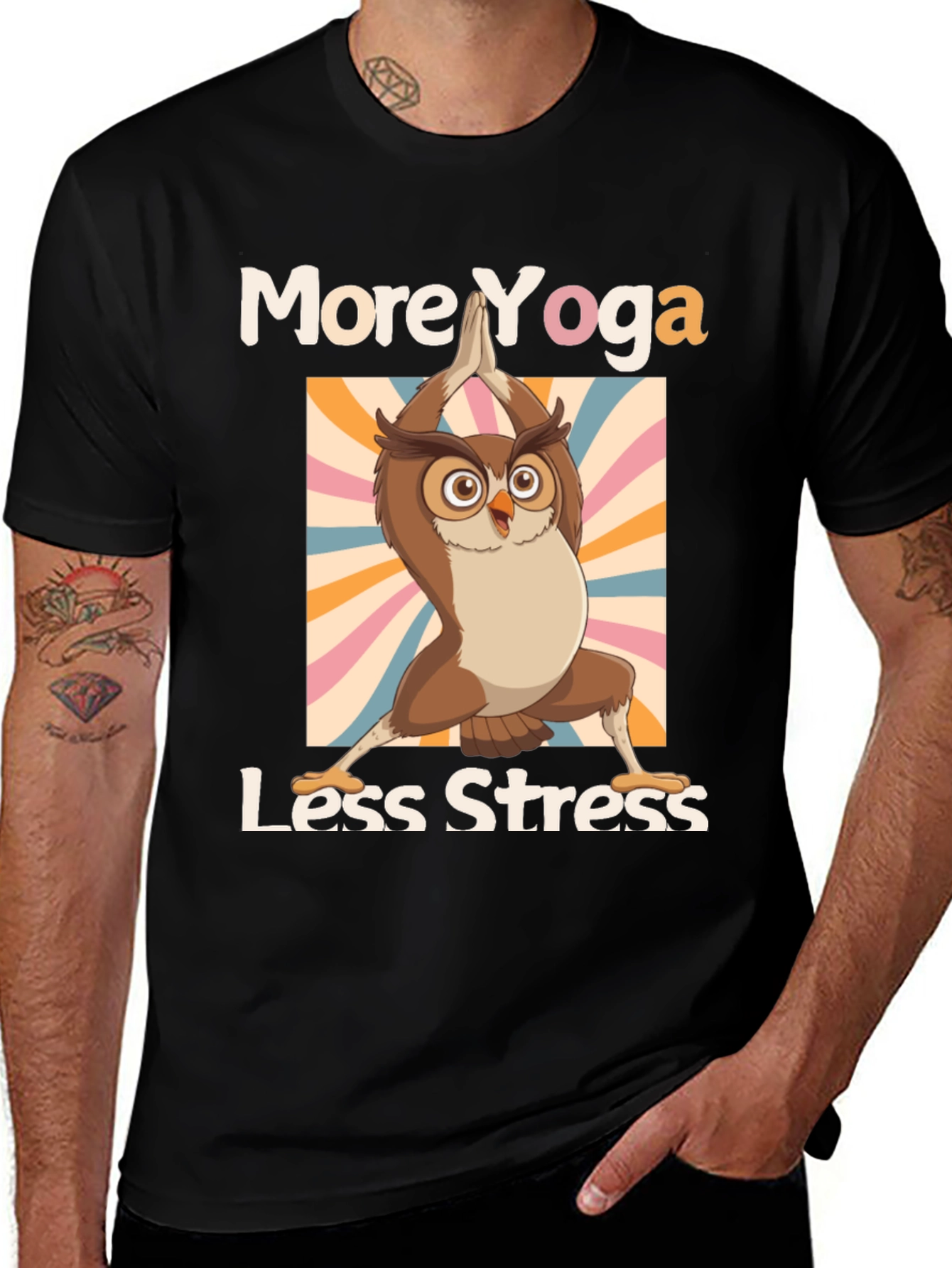 Yoga Owl T-Shirt: More Yoga, Less Stress