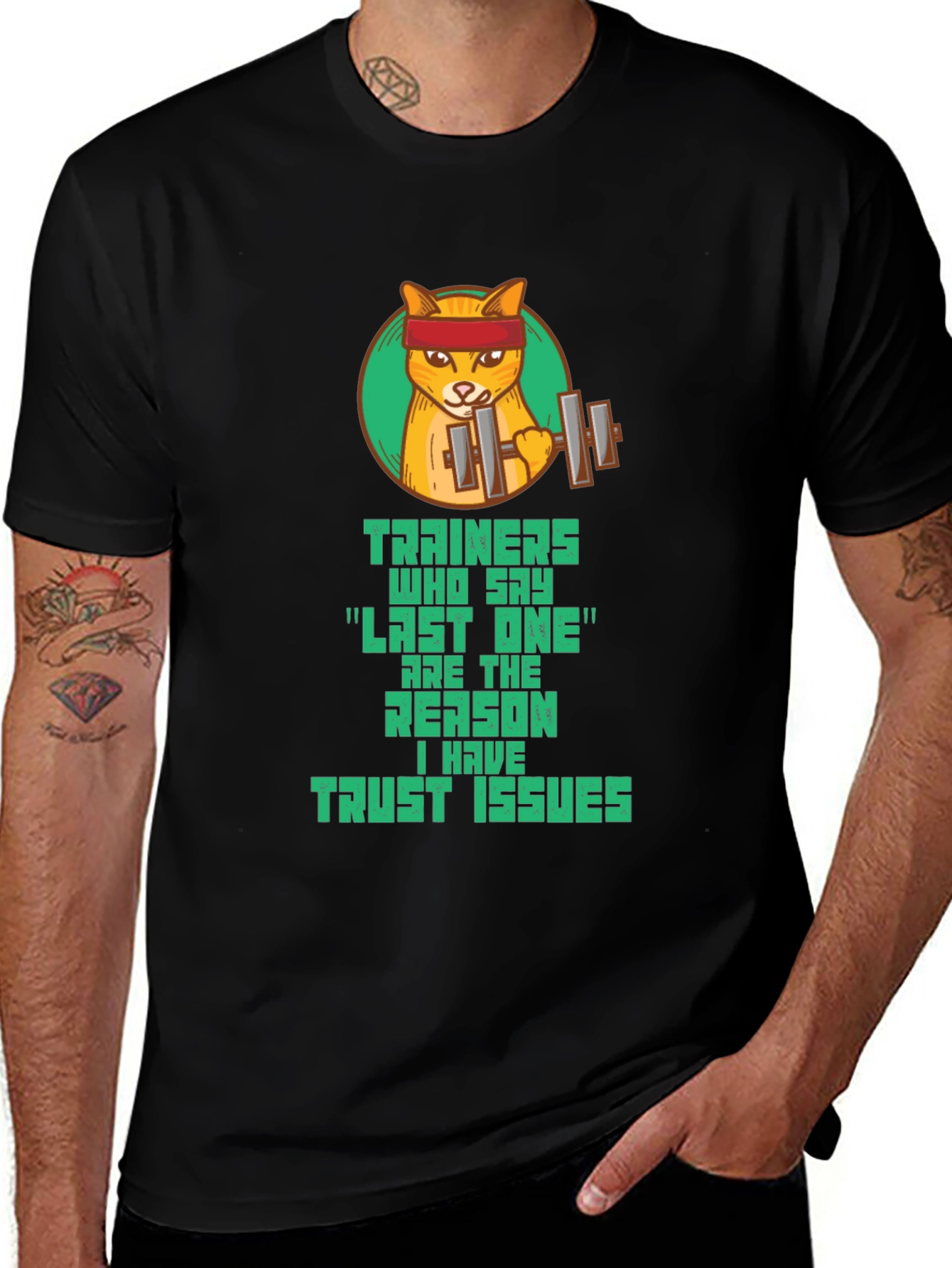 Variant 21 of Gym Cat T-Shirt - Last One Trust Issues