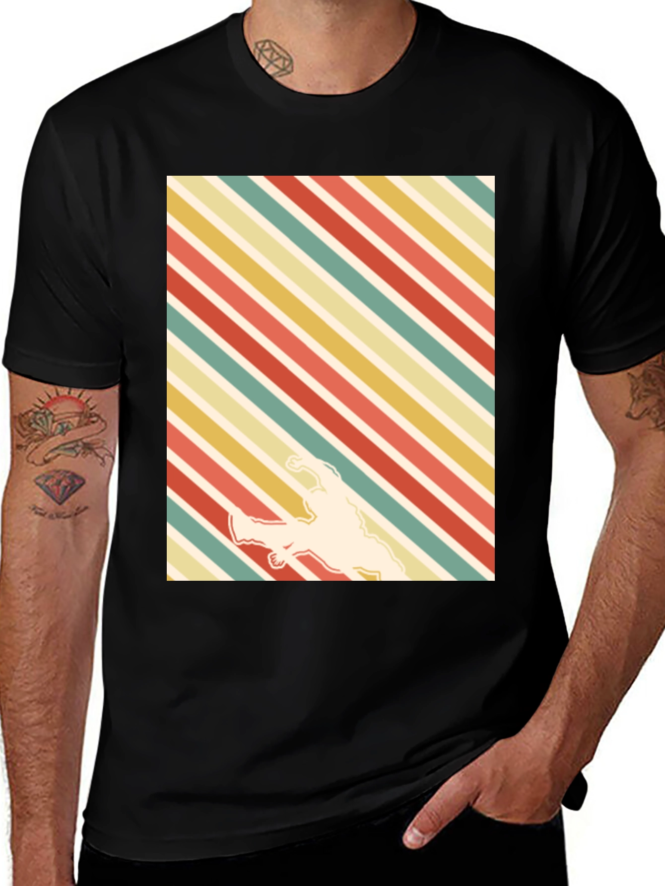 Retro Striped Wrestling T-Shirt - Vintage Style