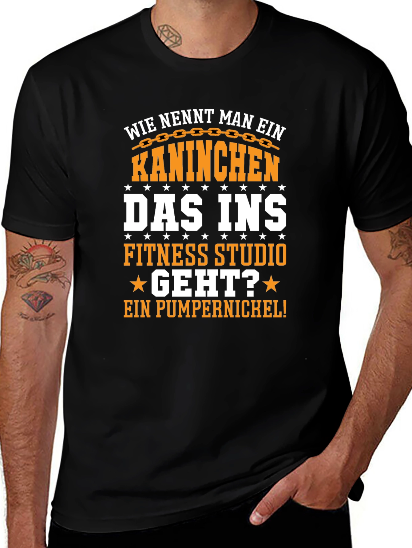 Black Gym Bunny T-Shirt - Funny German Pun main image
