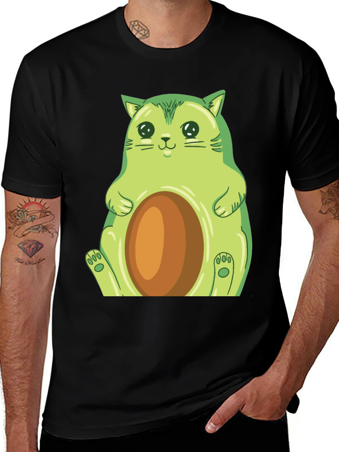 Variant 11 of Avocado Cat Graphic T-Shirt - Cute & Comfy!