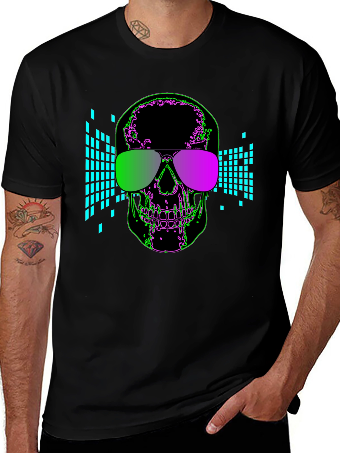 Variant 14 of Skull Shades Graphic Tee - Cool Neon Design