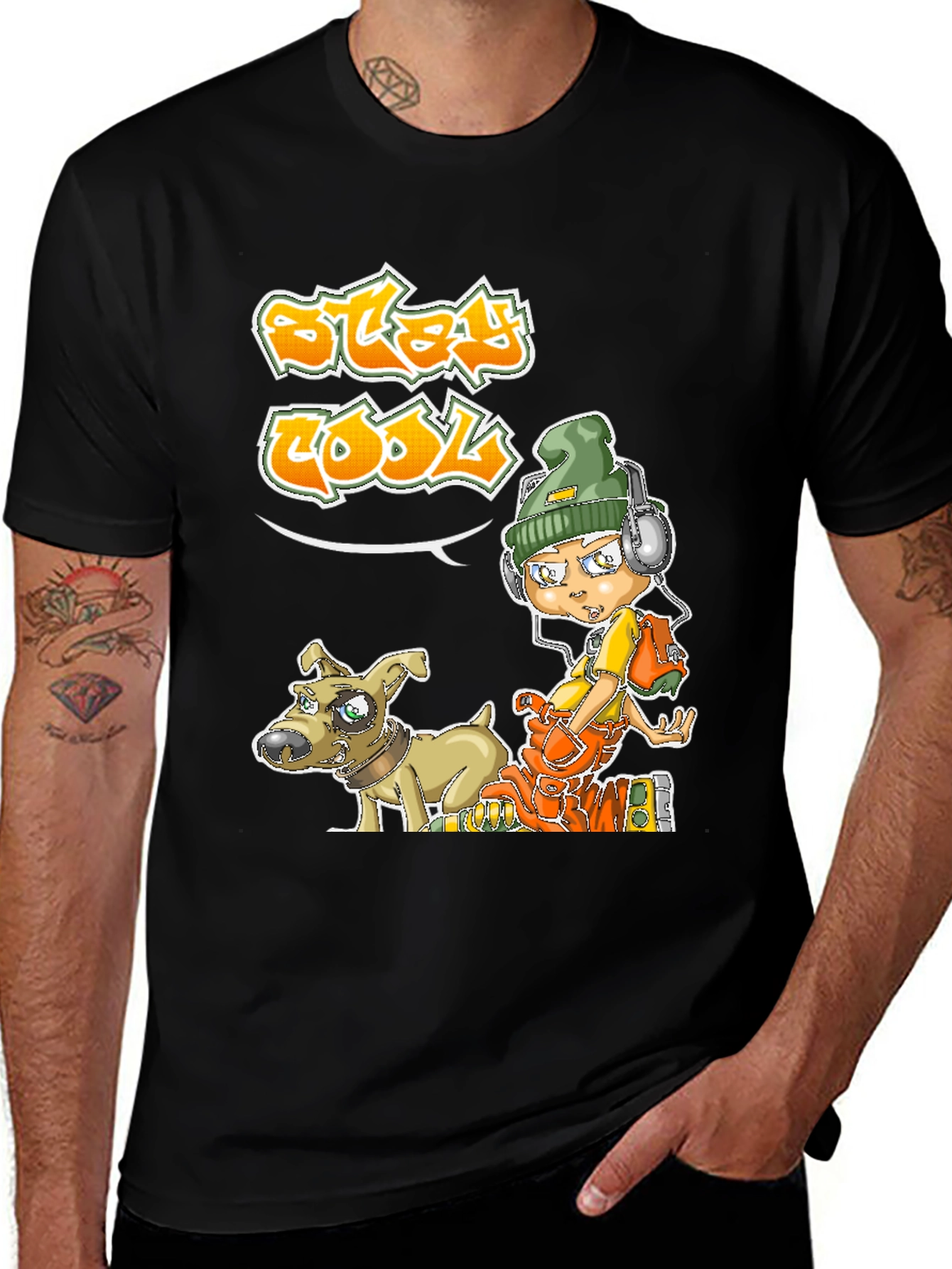 Variant 15 of Cool Cartoon Graphic Black T-Shirt