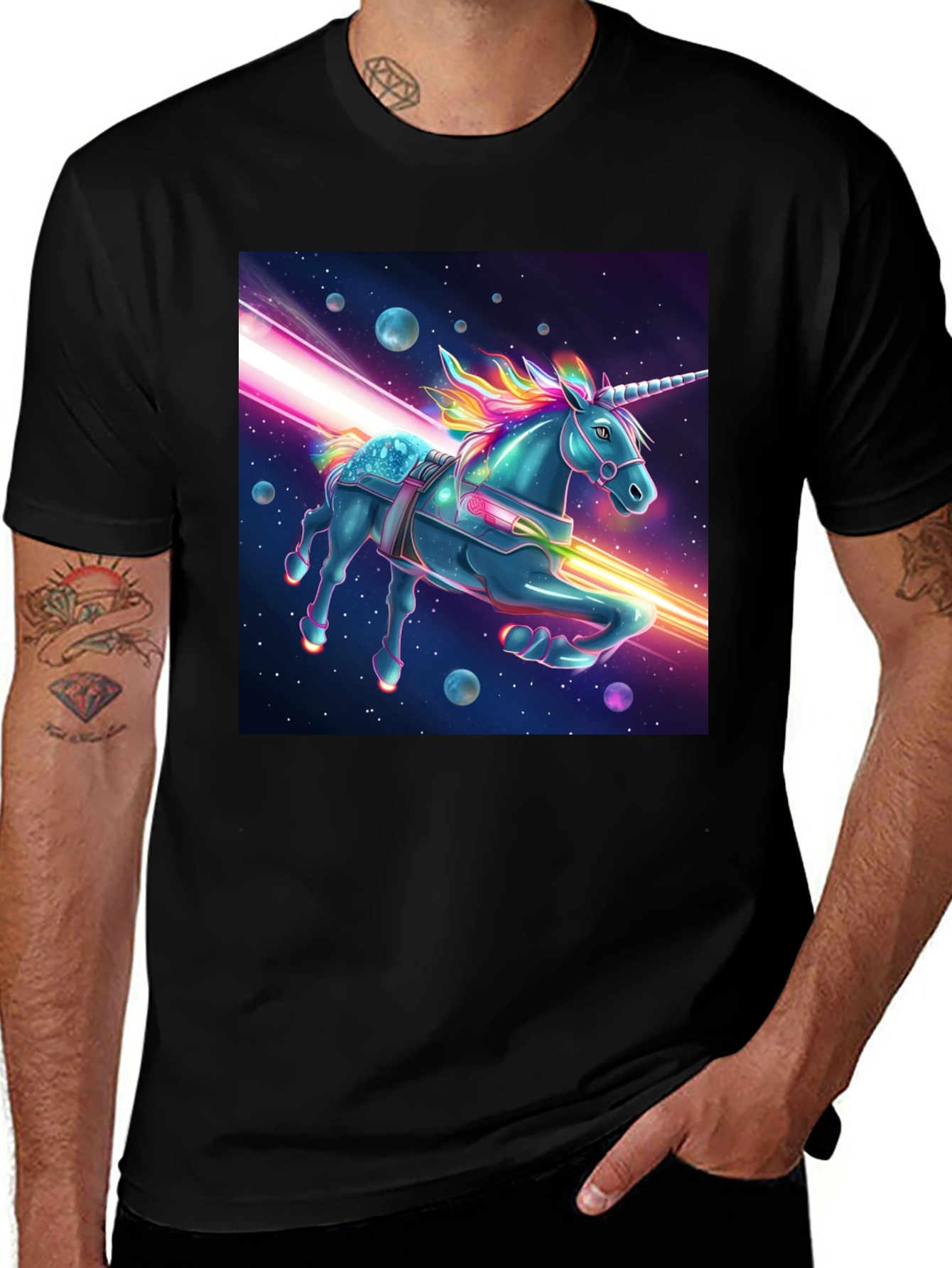 Variant 25 of Space Unicorn Graphic Tee - Black