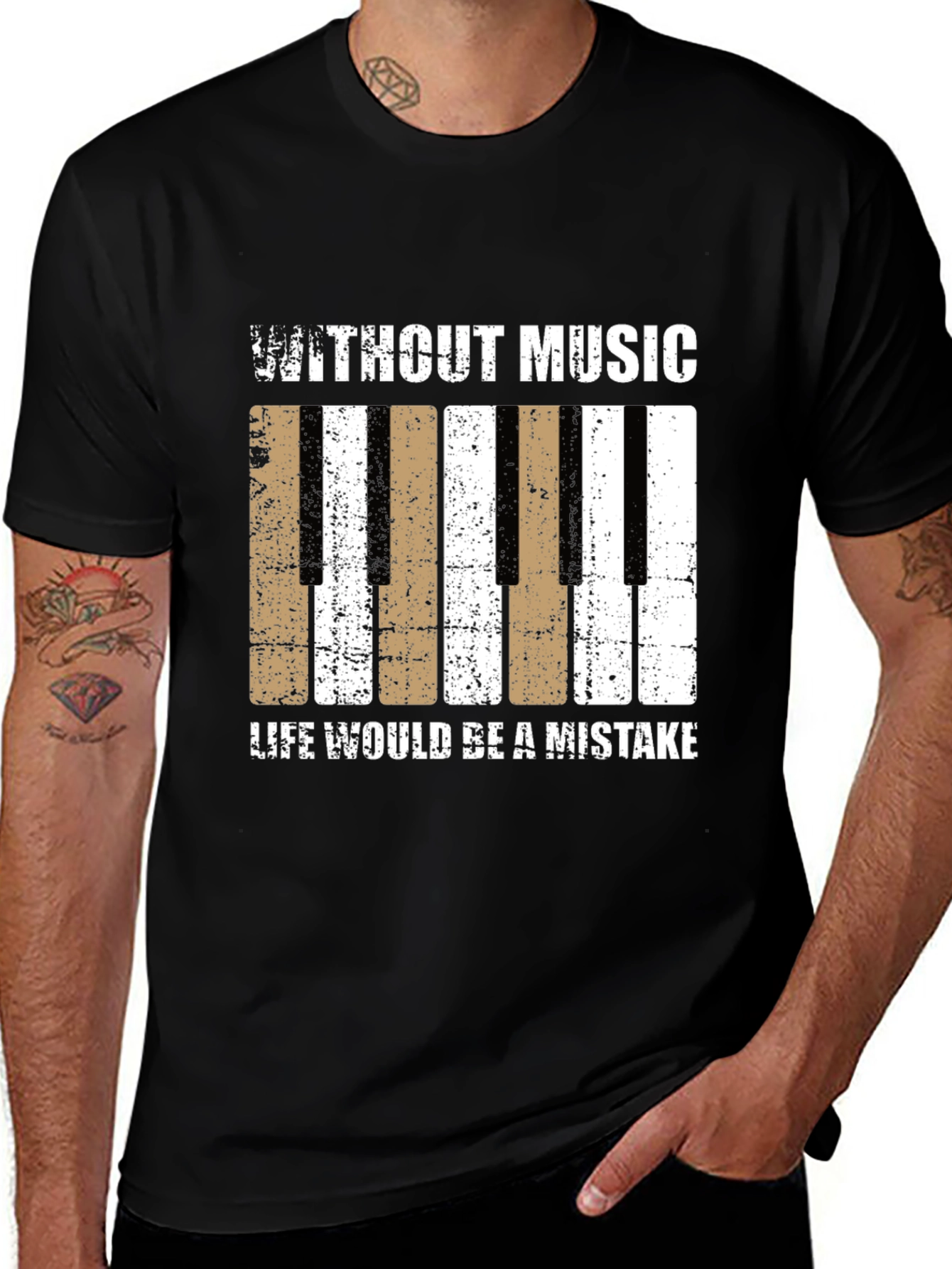 Variant 29 of Music Lover T-Shirt - Piano Key Design