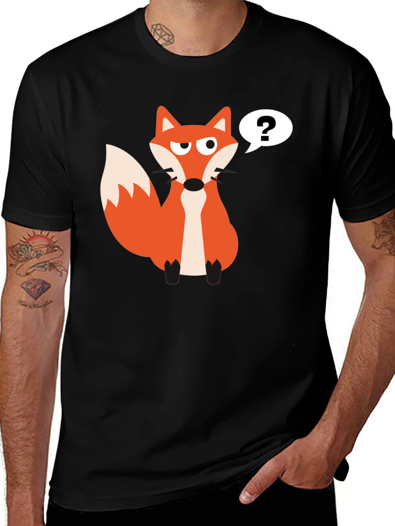 Variant 22 of Cartoon Fox T-Shirt - Mens Black Tee