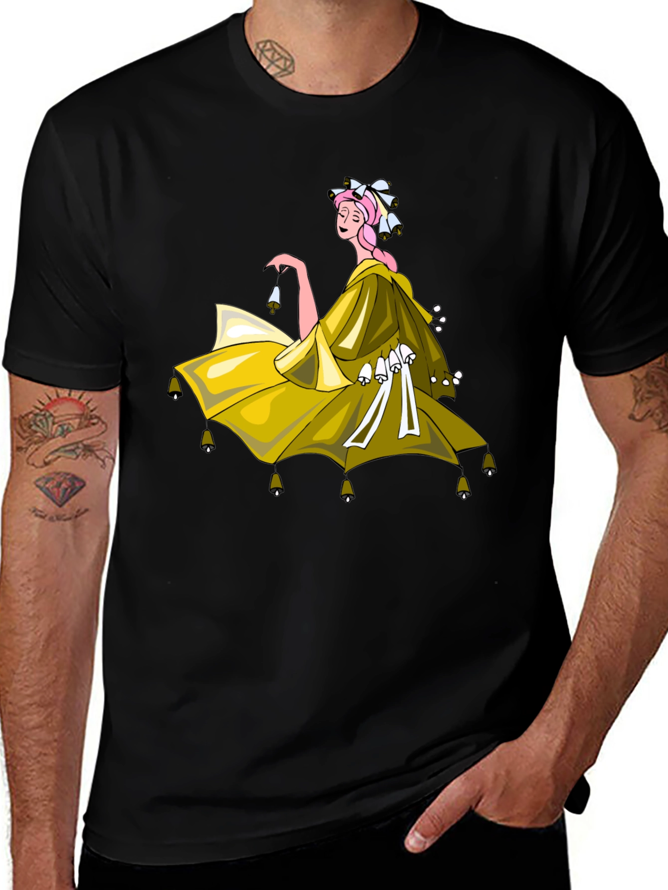 Variant 16 of Whimsical Bell Dancer Graphic Tee - Black
