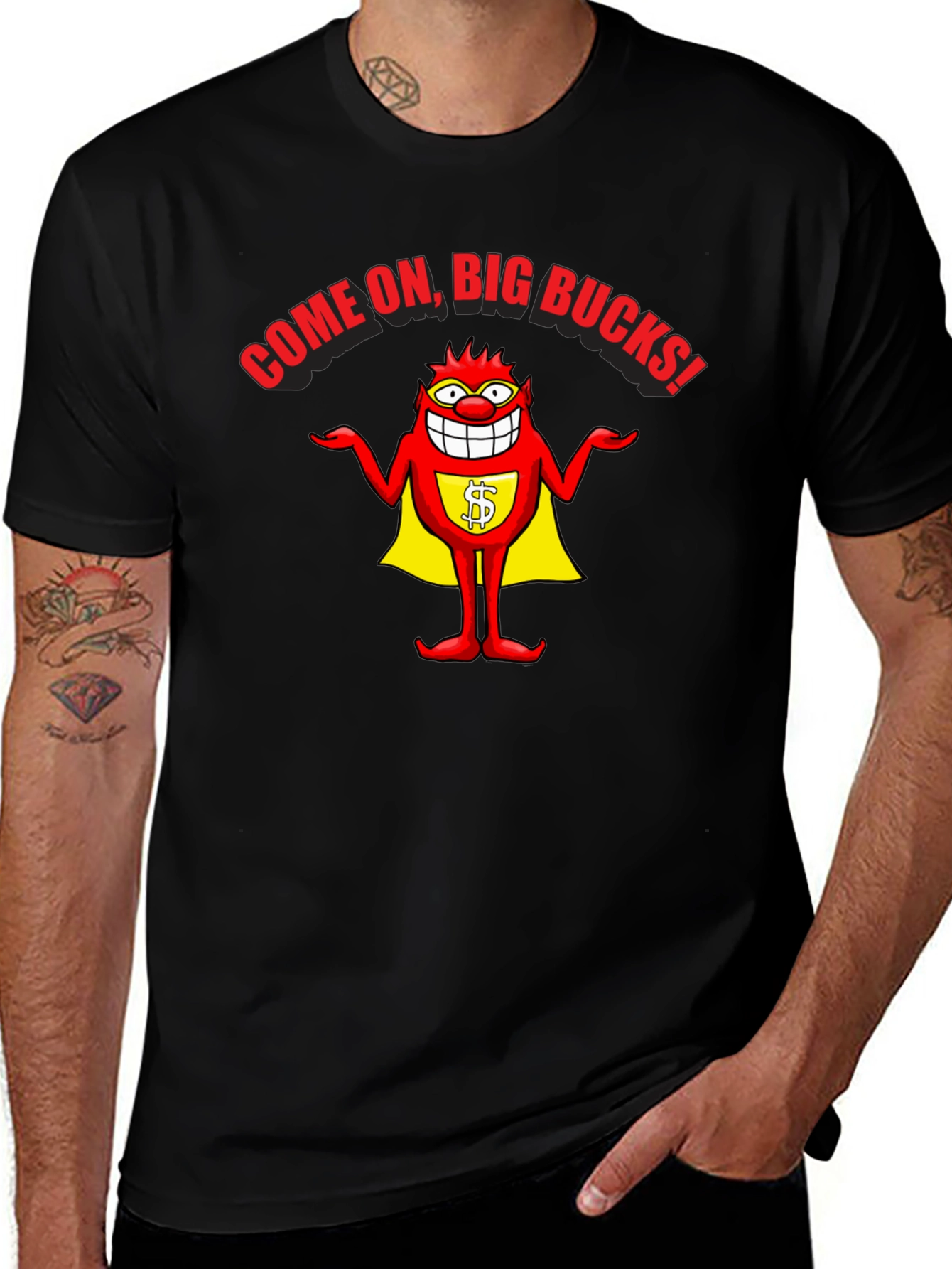 Variant 4 of Big Bucks Graphic Tee - Black Cotton T-Shirt