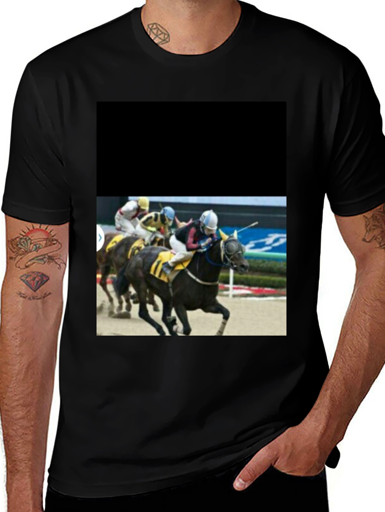 Variant 4 of Horse Racing T-Shirt - Black Graphic Tee