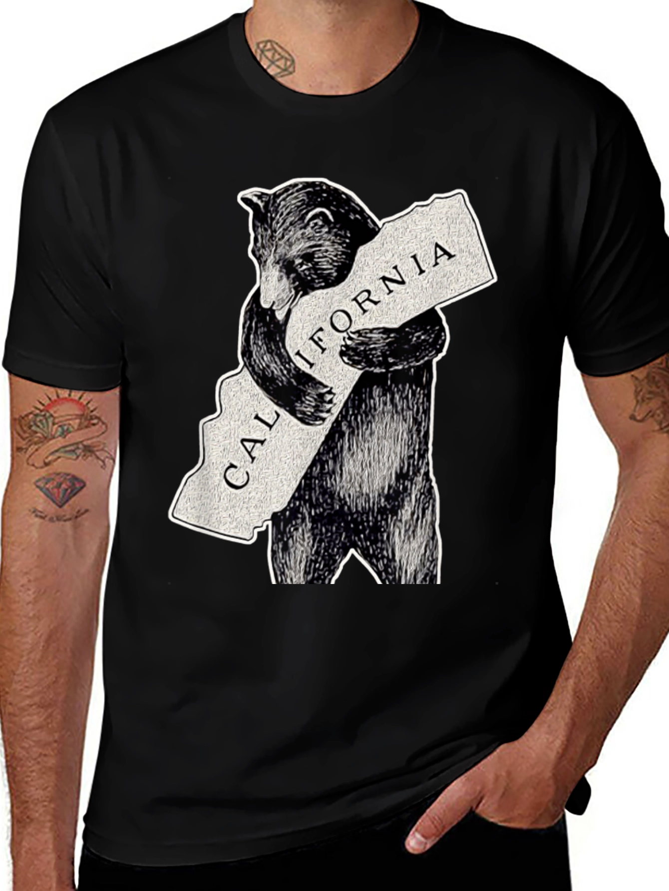 California Bear Hug Graphic T-Shirt - Black