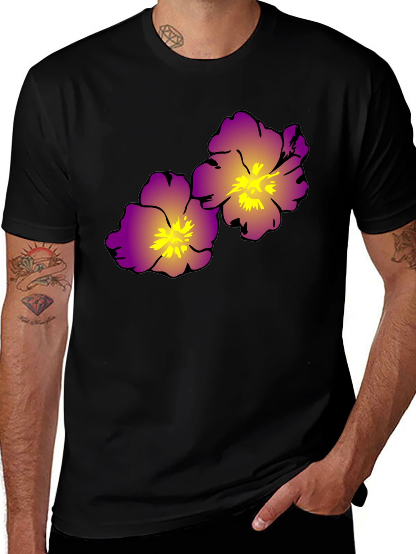 Variant 24 of Floral Graphic Black T-Shirt