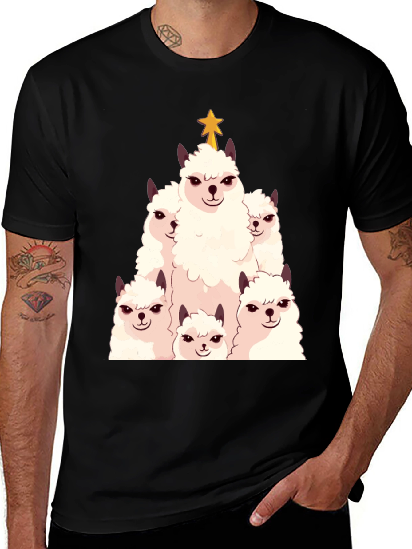 Variant 11 of Llama Christmas Tree T-Shirt - Festive Holiday Apparel