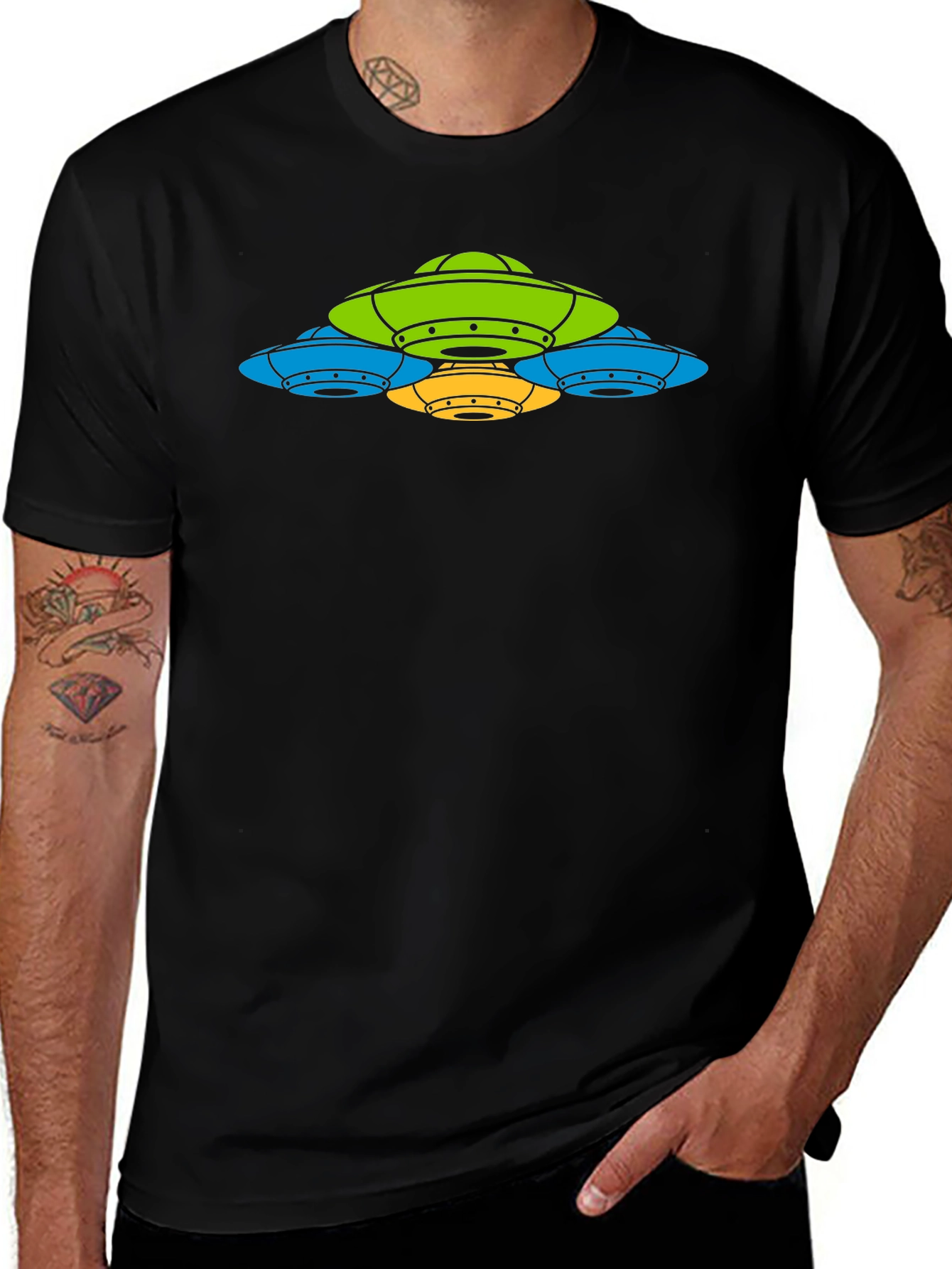UFO Graphic T-Shirt - Black Cotton Tee