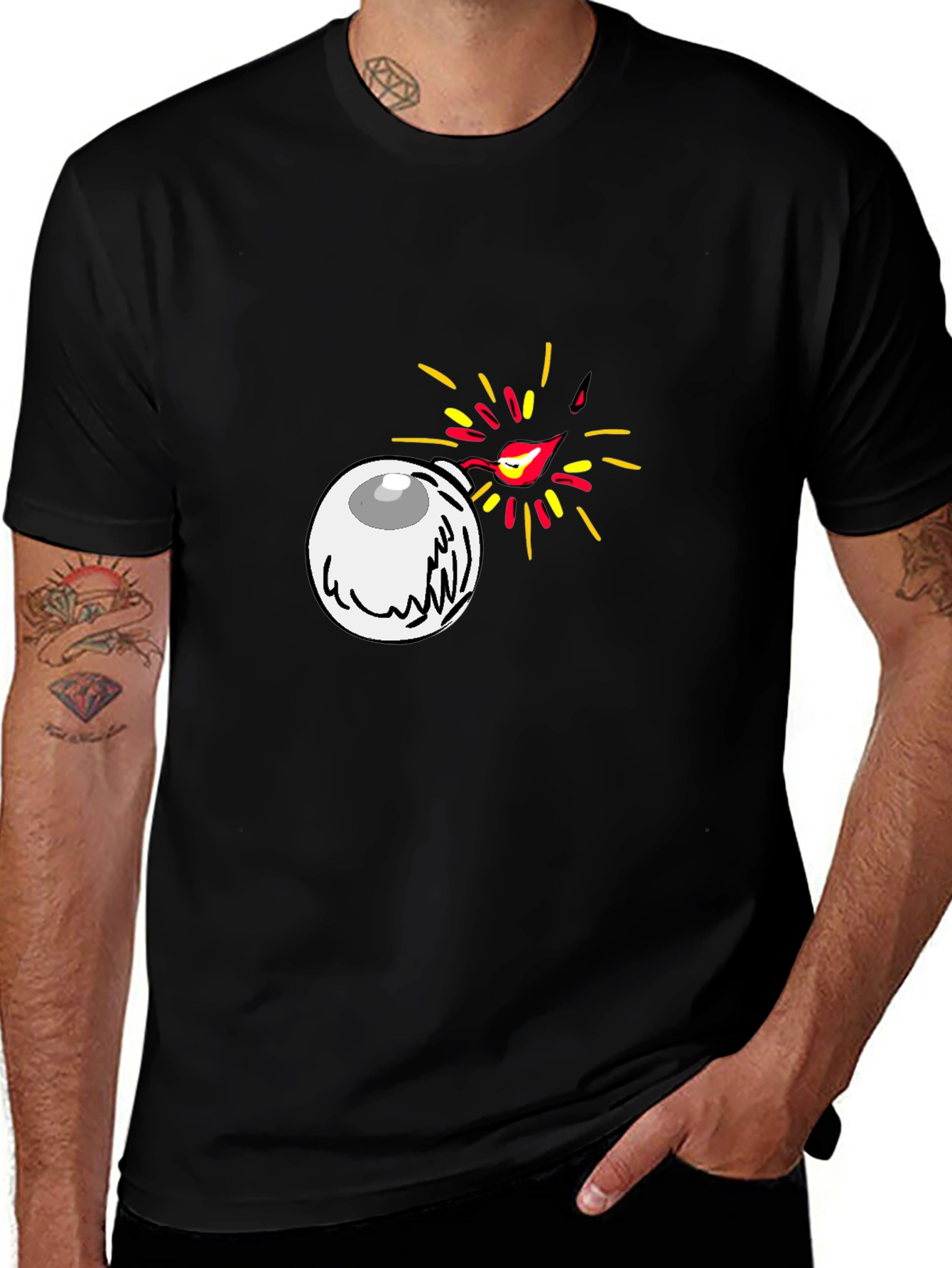 Variant 28 of Eye Bomb Graphic Tee - Black Cotton T-Shirt