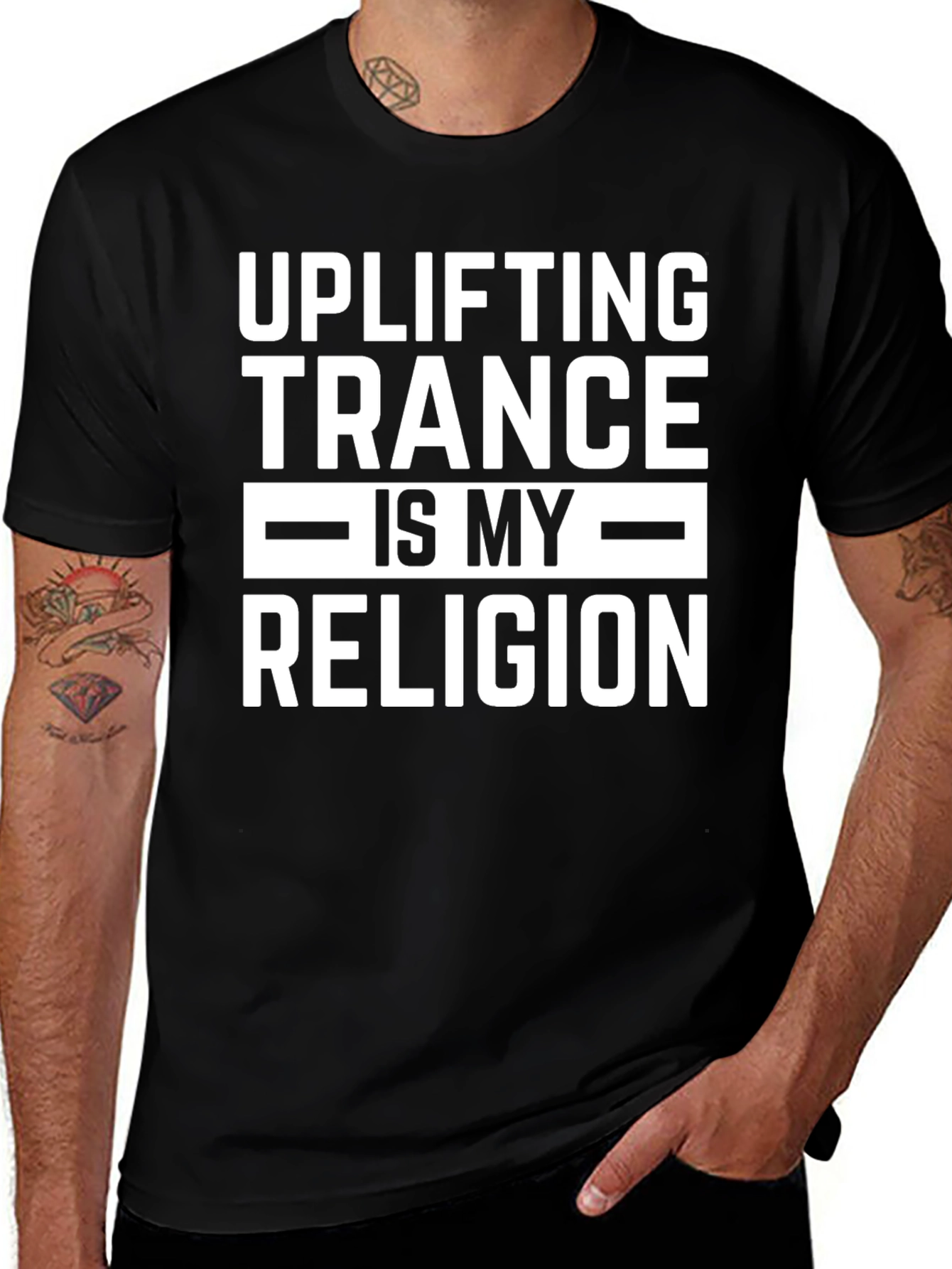 Variant 10 of Uplifting Trance Religion T-Shirt - Black
