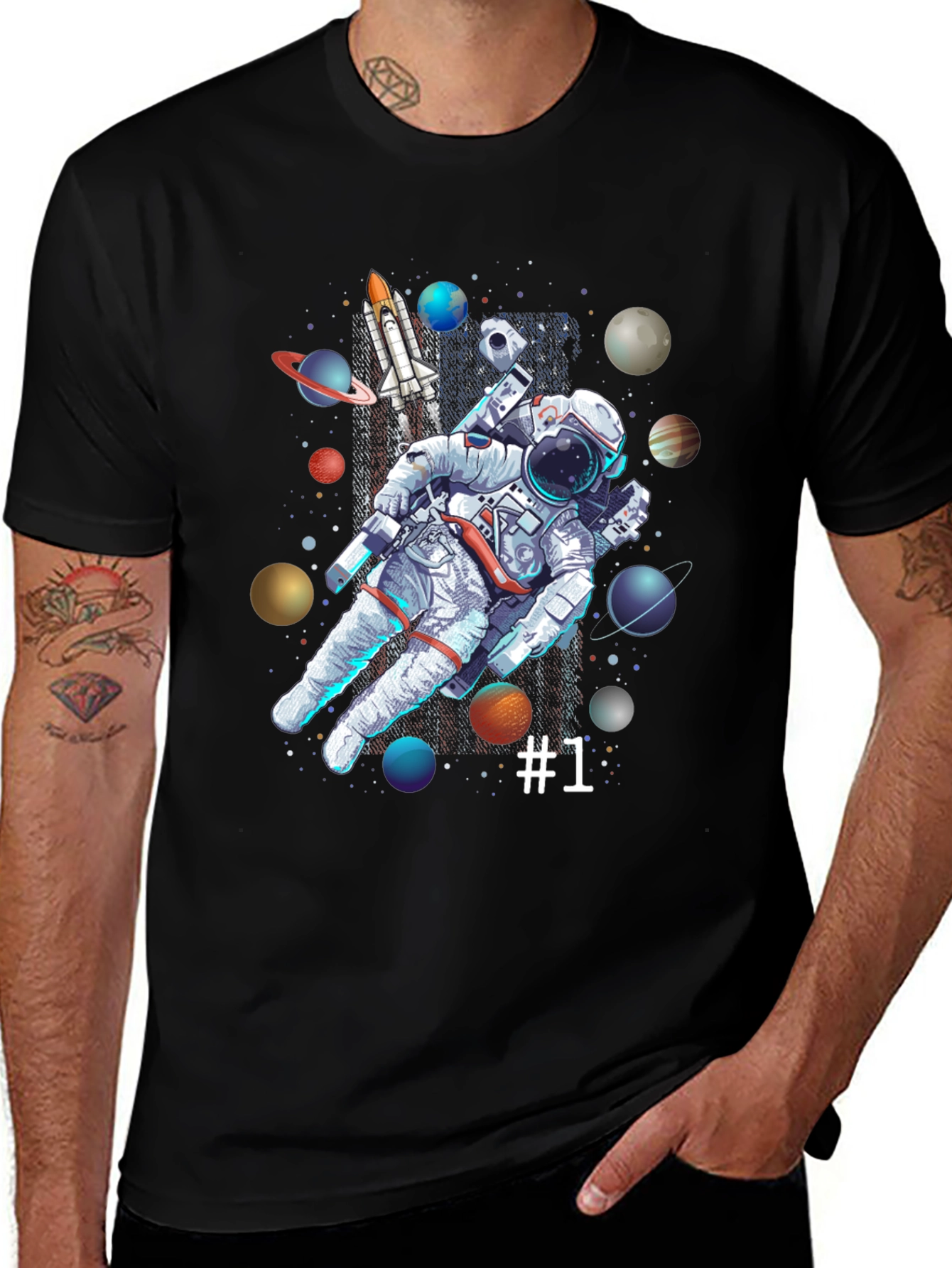 Variant 28 of Astronaut in Space Graphic T-Shirt - Black