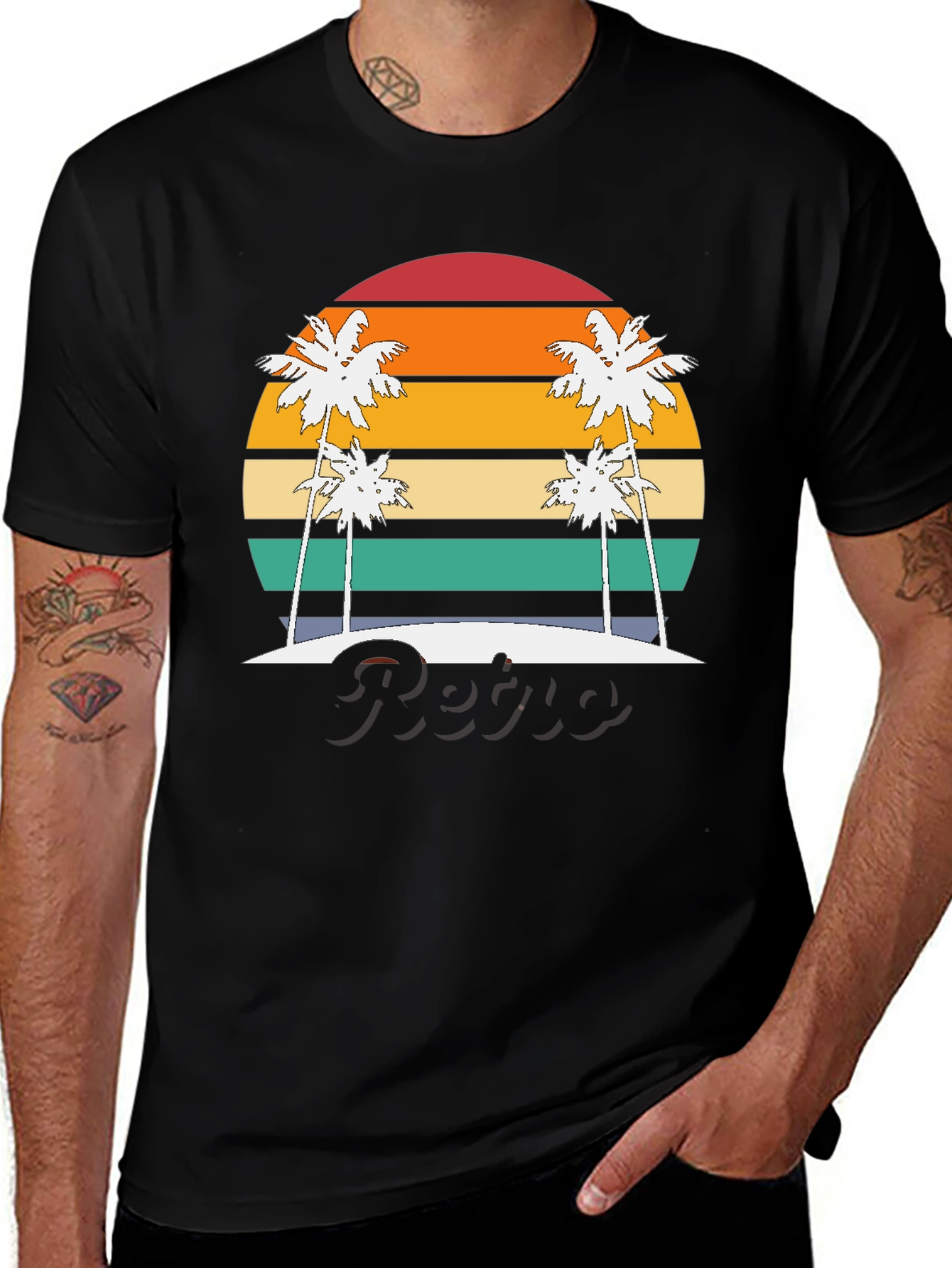 Variant 9 of Retro Sunset Palm Tree T-Shirt