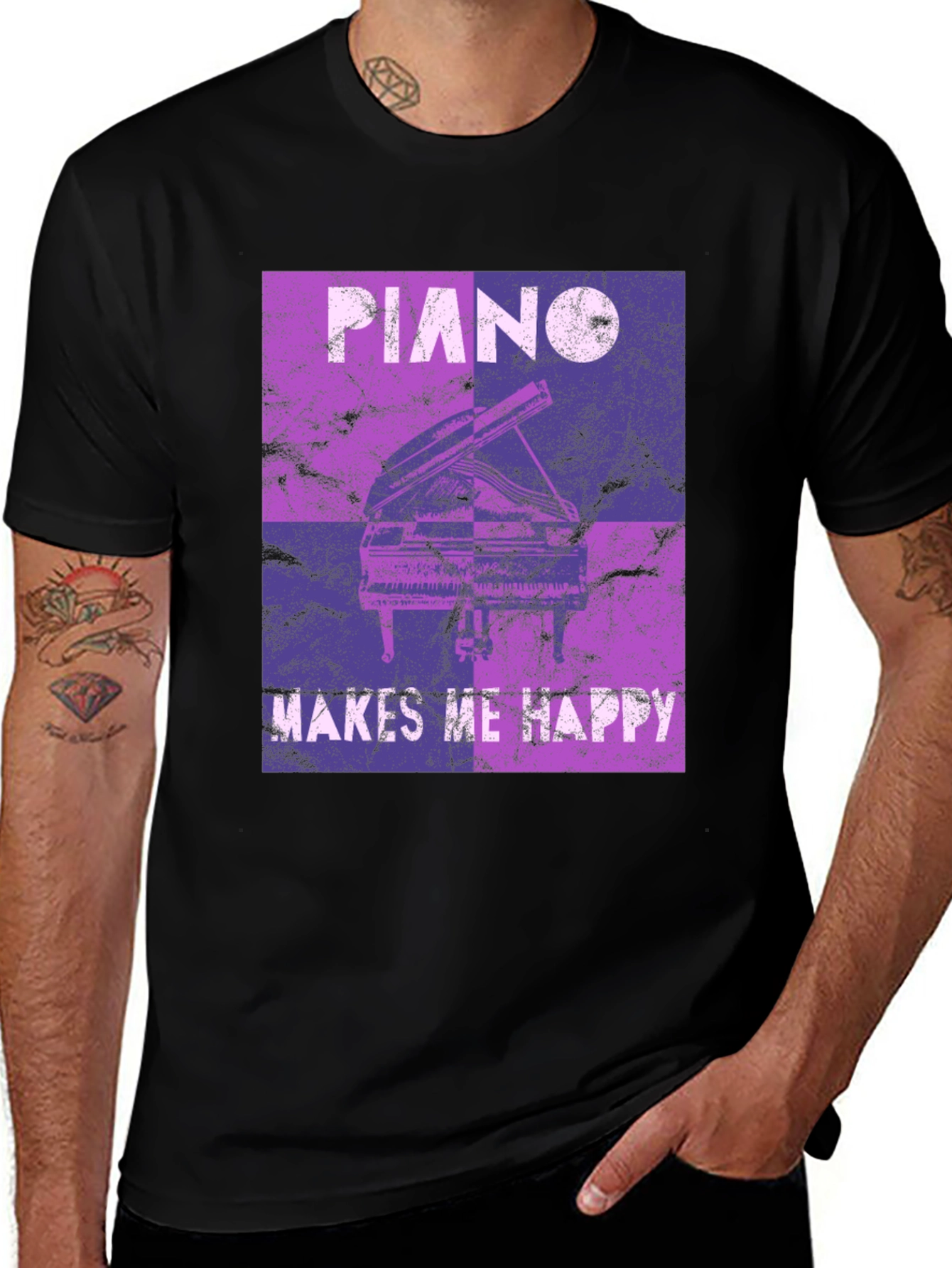 Variant 11 of Piano Makes Me Happy Black T-Shirt