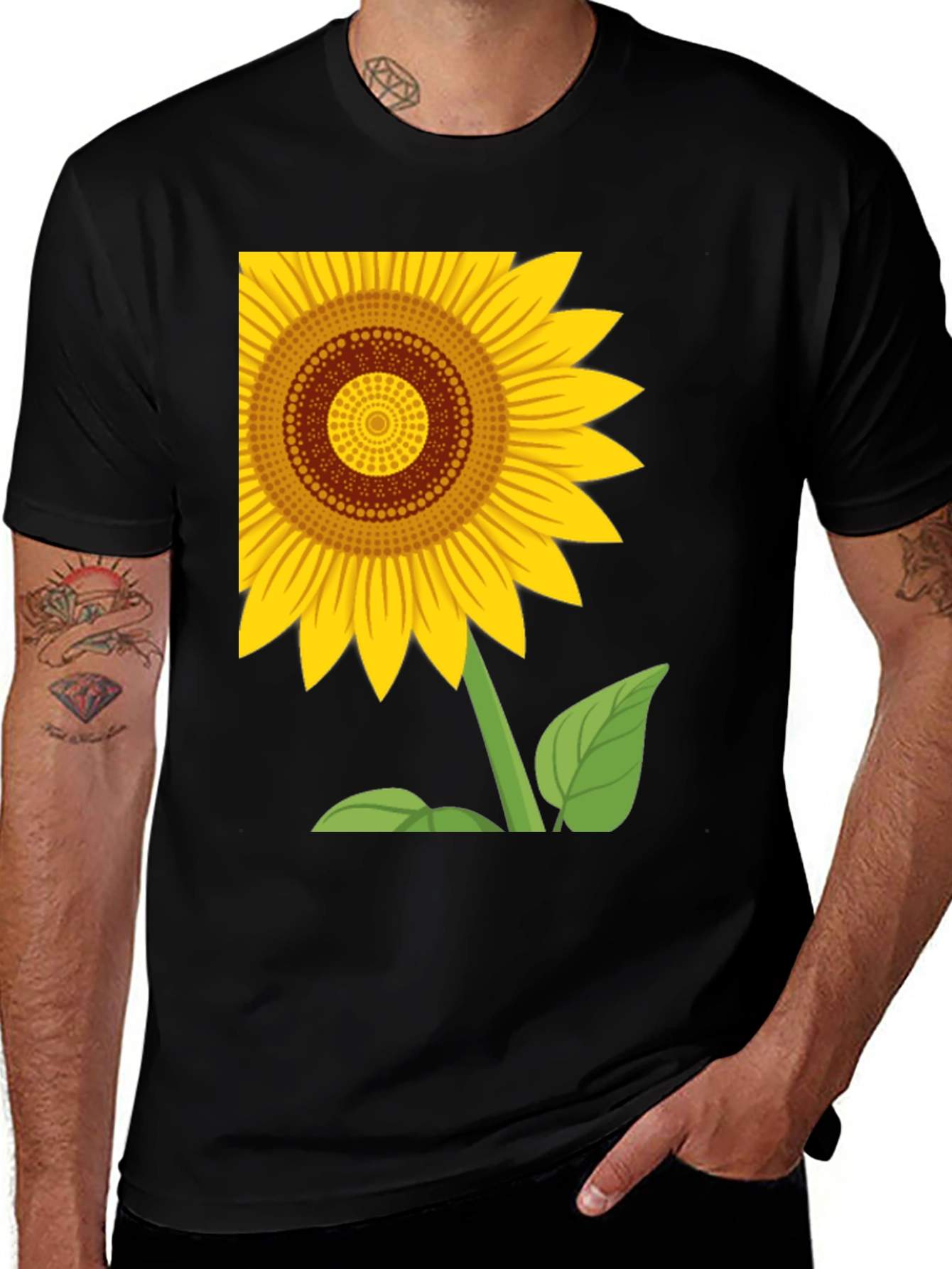 Variant 16 of Sunflower Graphic T-Shirt - Black Cotton Tee