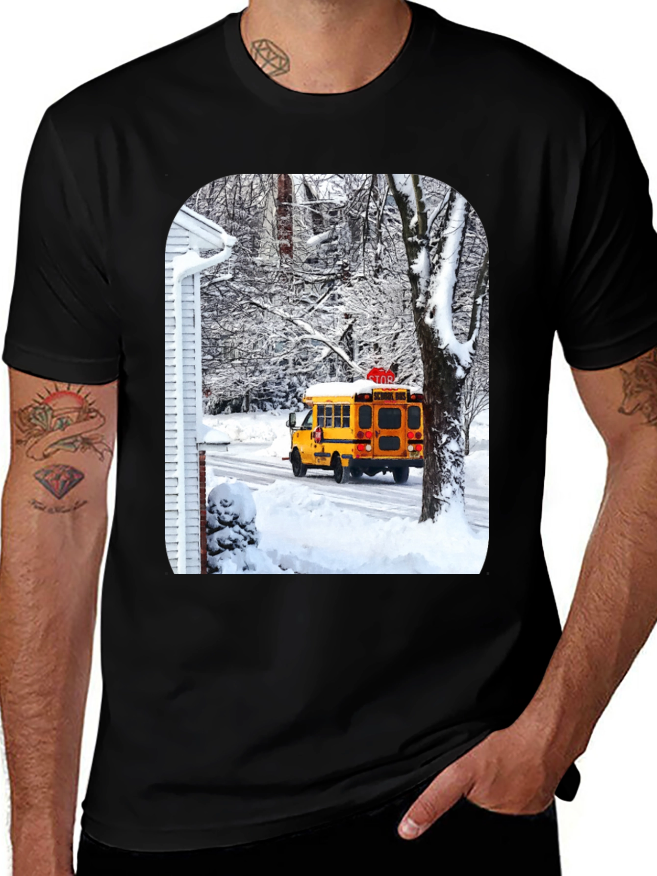 Variant 9 of Winter School Bus T-Shirt